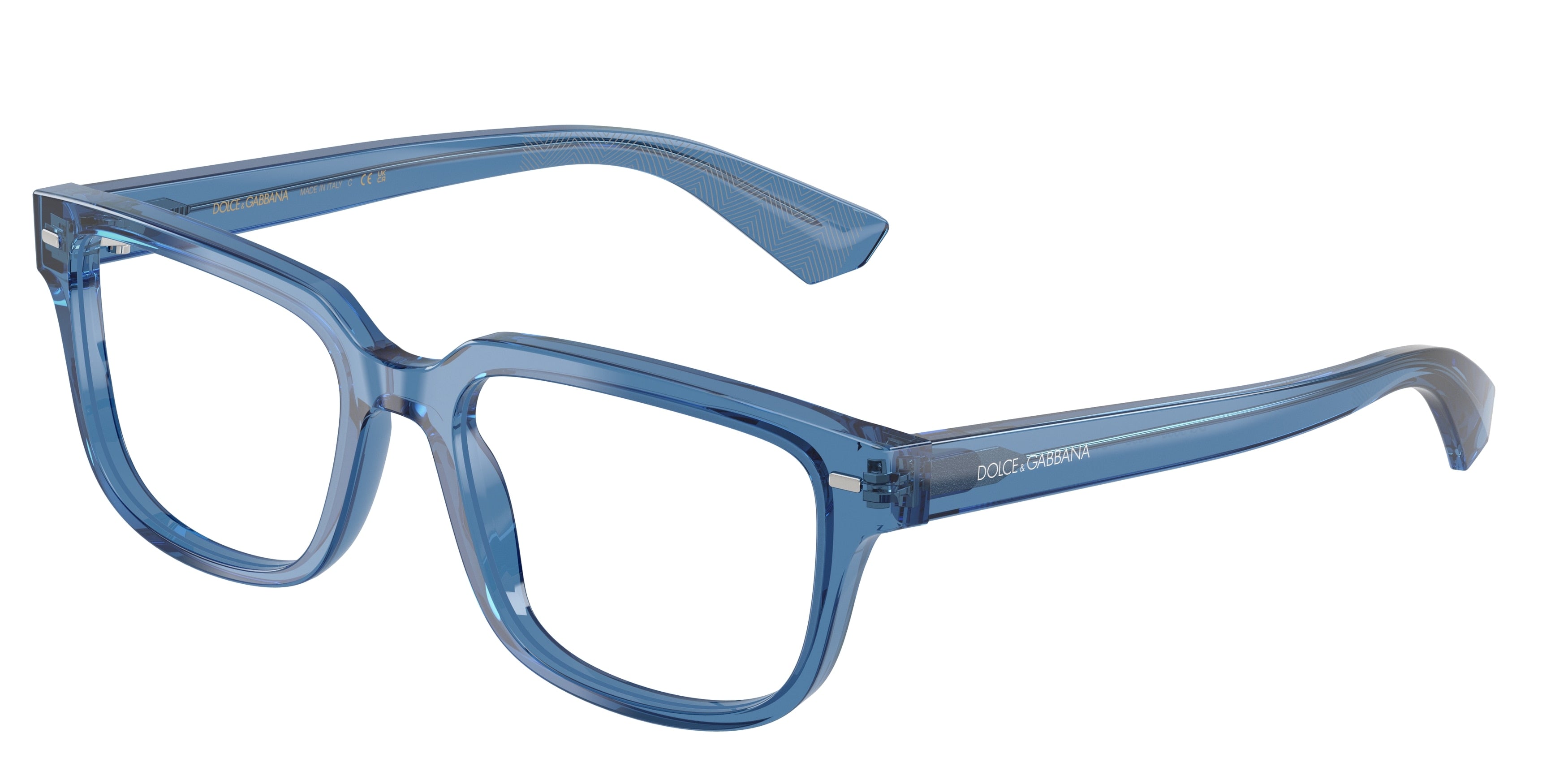 DOLCE & GABBANA DG3380 Square Eyeglasses  3398-Transparent Blue 54-145-18 - Color Map Blue