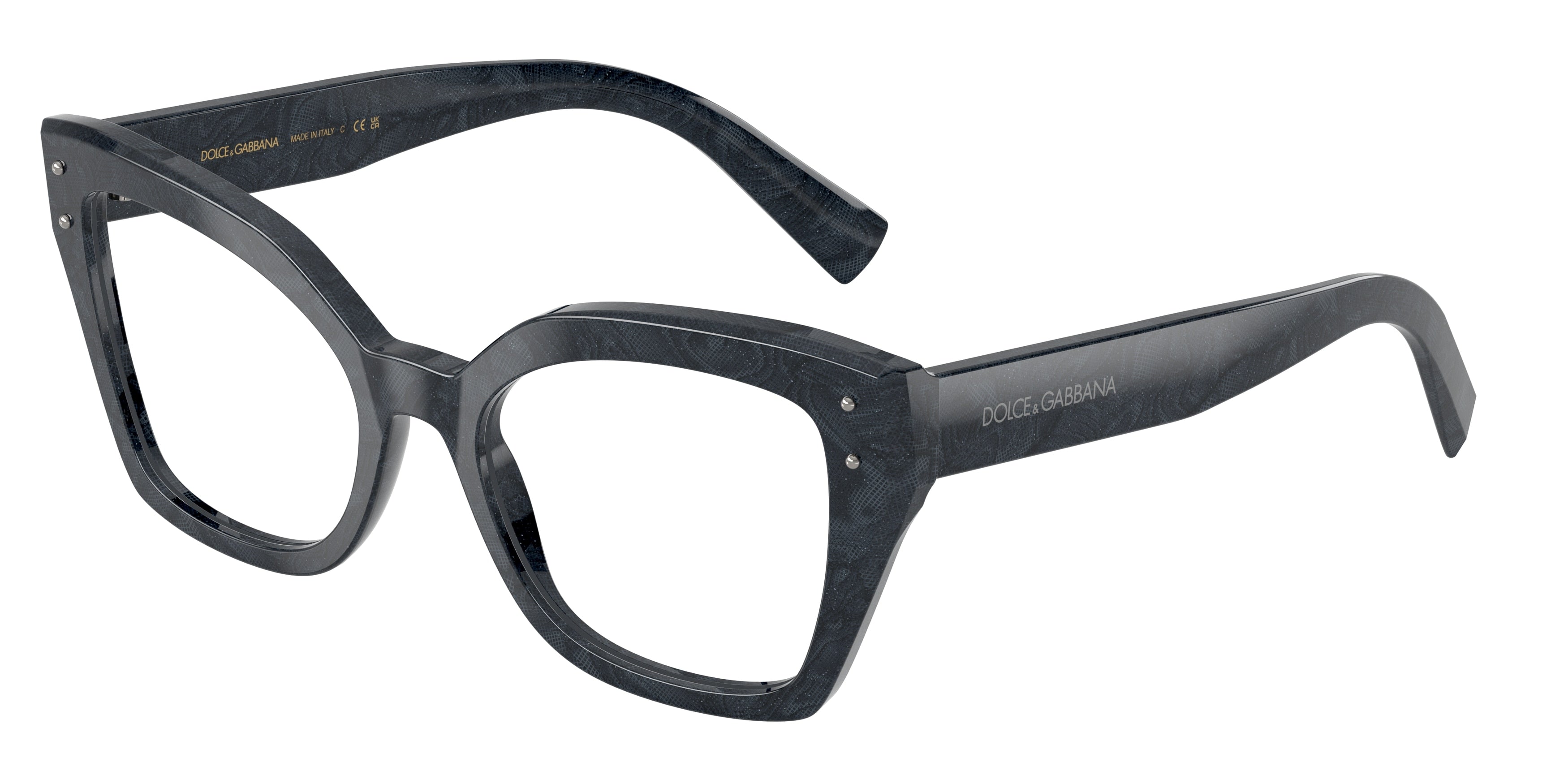 DOLCE & GABBANA DG3386 Butterfly Eyeglasses  3441-Grey Lace 53-145-19 - Color Map Multicolor