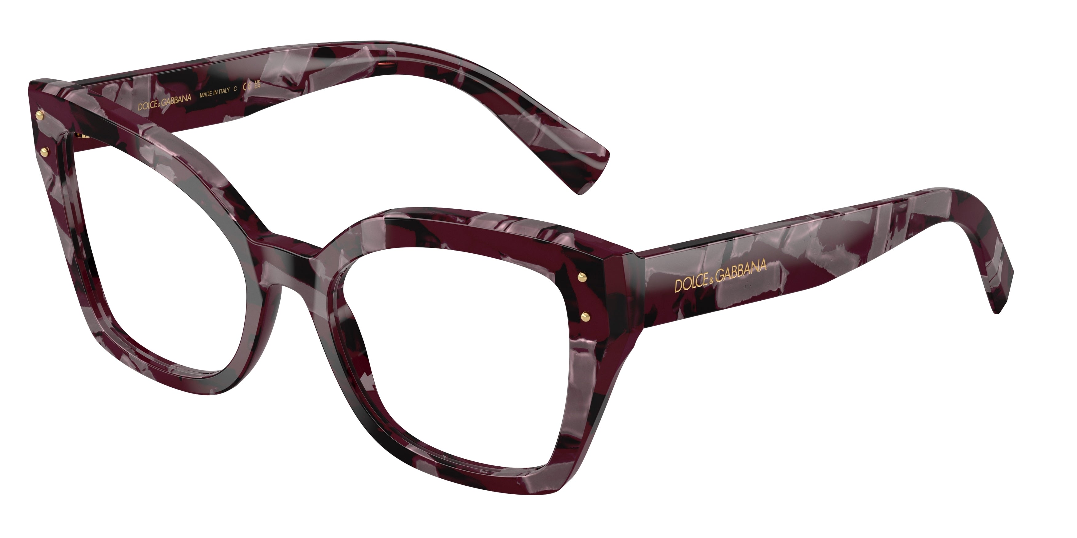 DOLCE & GABBANA DG3386 Butterfly Eyeglasses  3464-Pearl Havana Purple 53-145-19 - Color Map Violet