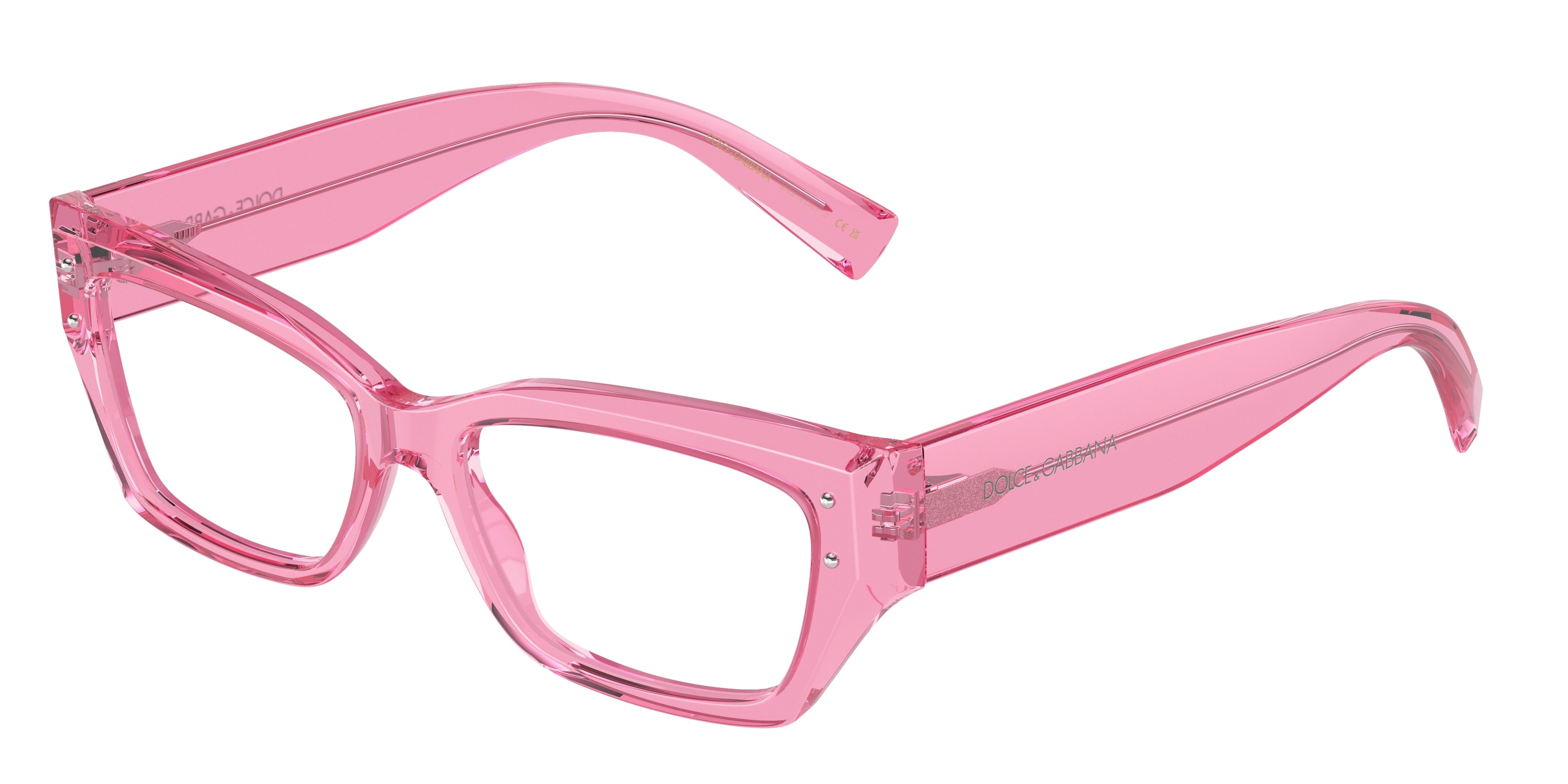 DOLCE & GABBANA DG3387 Rectangle Eyeglasses  3148-Transparent Pink 53-145-16 - Color Map Pink