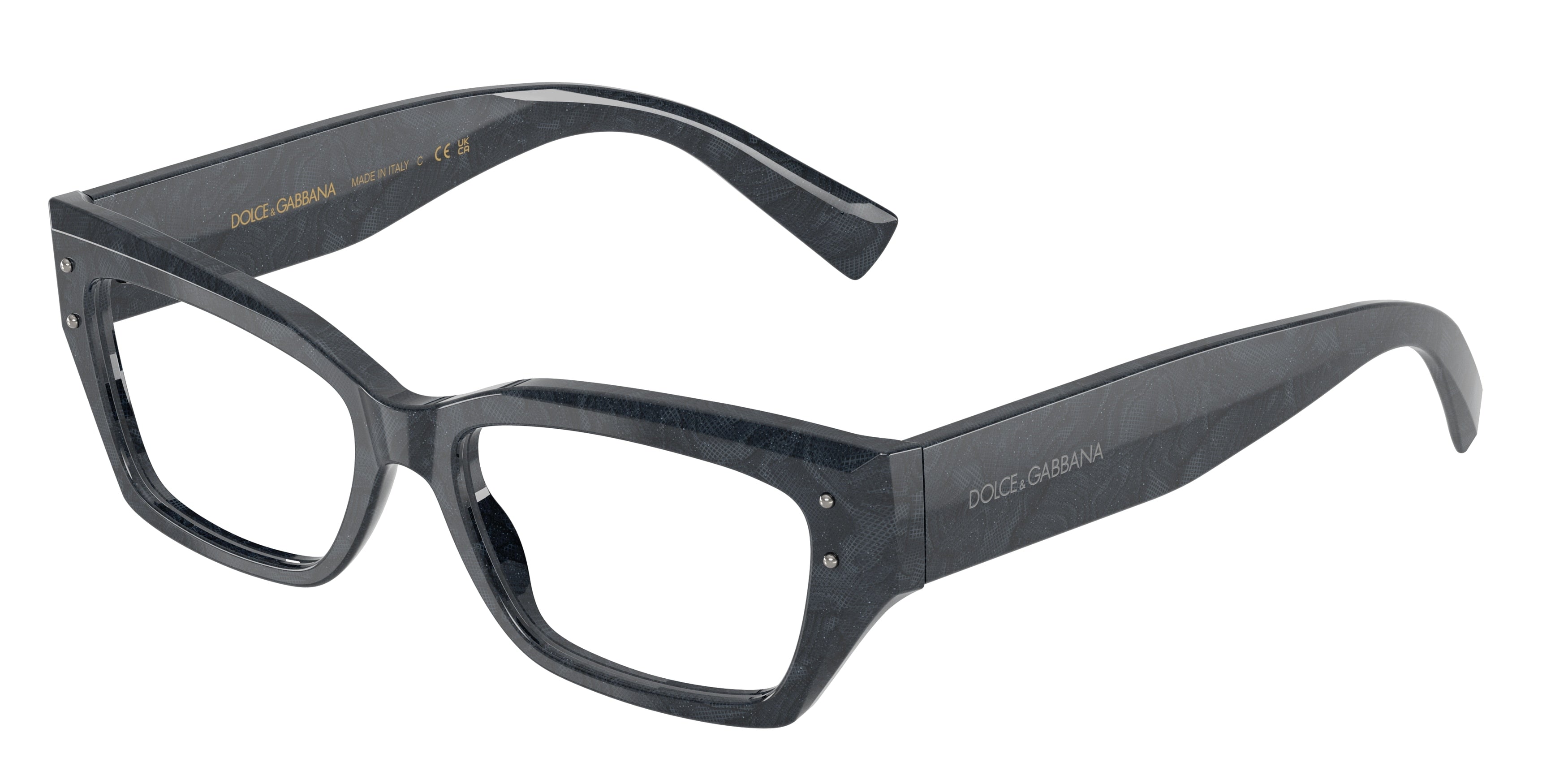 DOLCE & GABBANA DG3387 Rectangle Eyeglasses  3441-Grey Lace 53-145-16 - Color Map Multicolor
