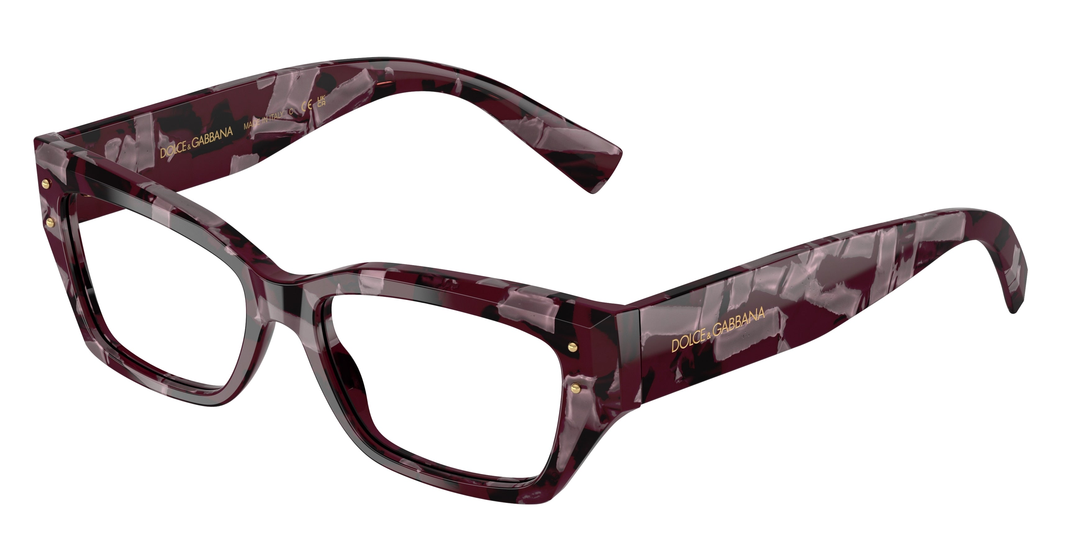 DOLCE & GABBANA DG3387 Rectangle Eyeglasses  3464-Pearl Havana Purple 53-145-16 - Color Map Violet