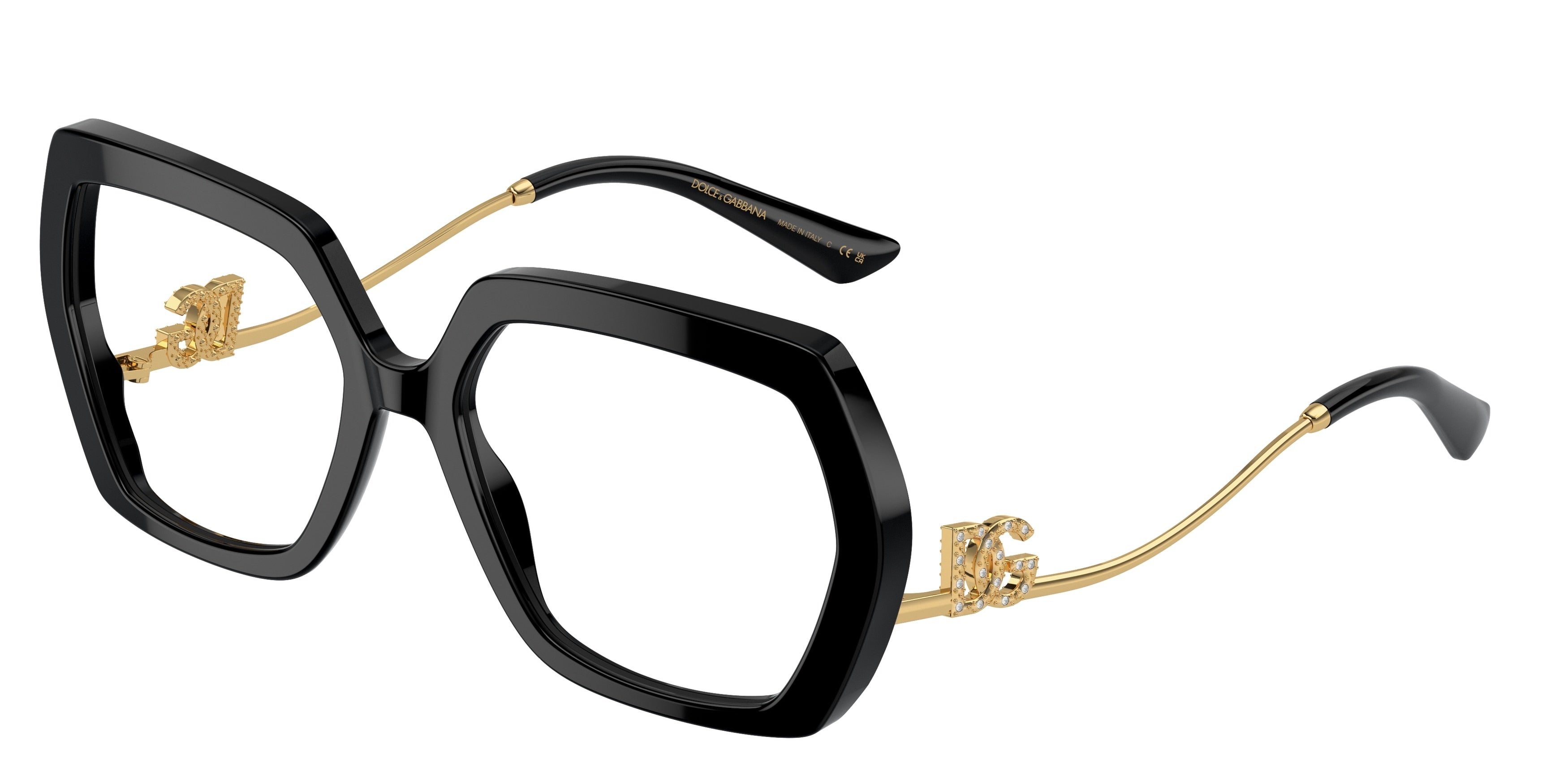 DOLCE & GABBANA DG3390B Irregular Eyeglasses  501-Black 56-145-18 - Color Map Black