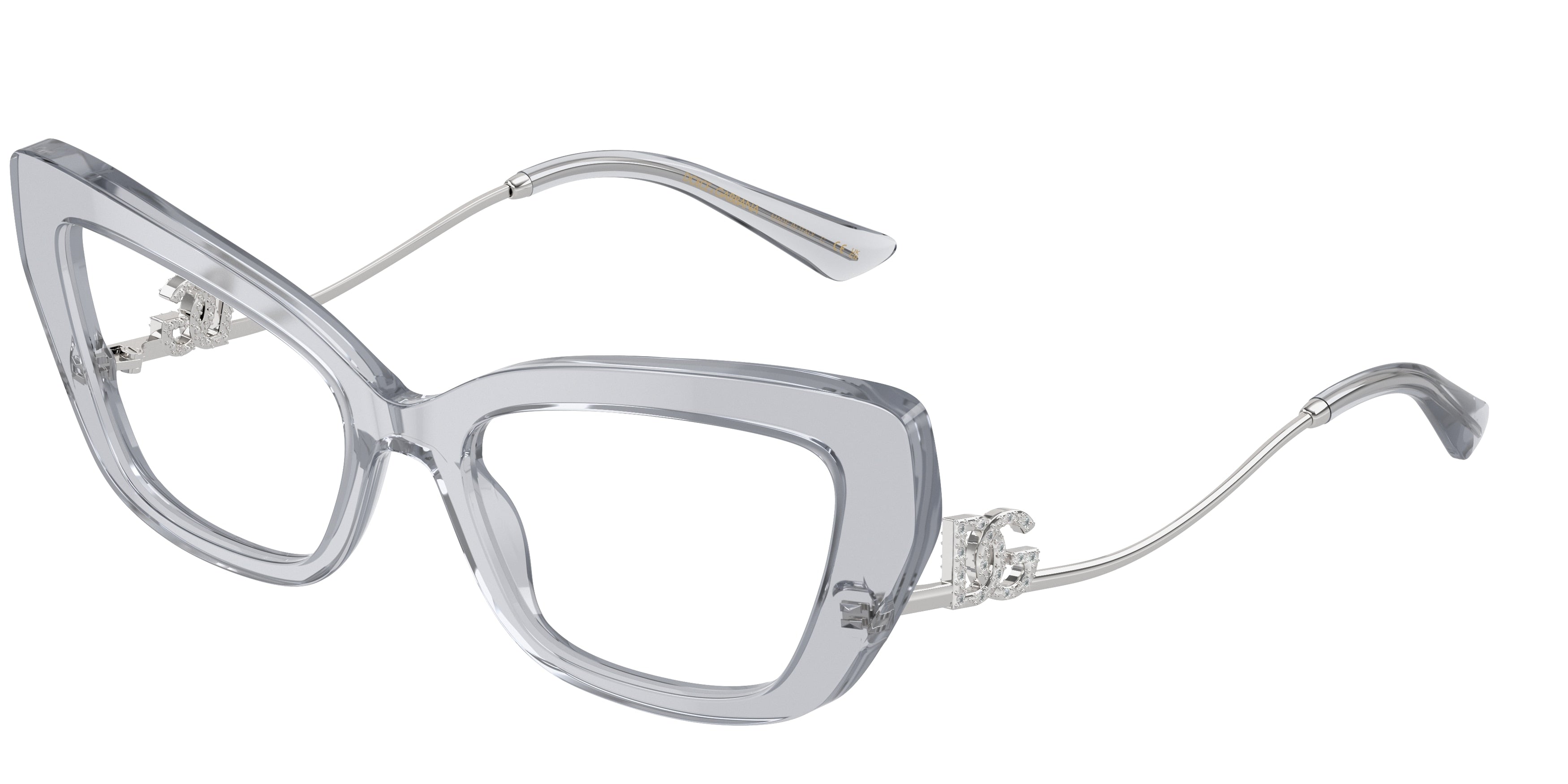 DOLCE & GABBANA DG3391B Cat Eye Eyeglasses  3291-Transparent Grey 56-145-19 - Color Map Grey