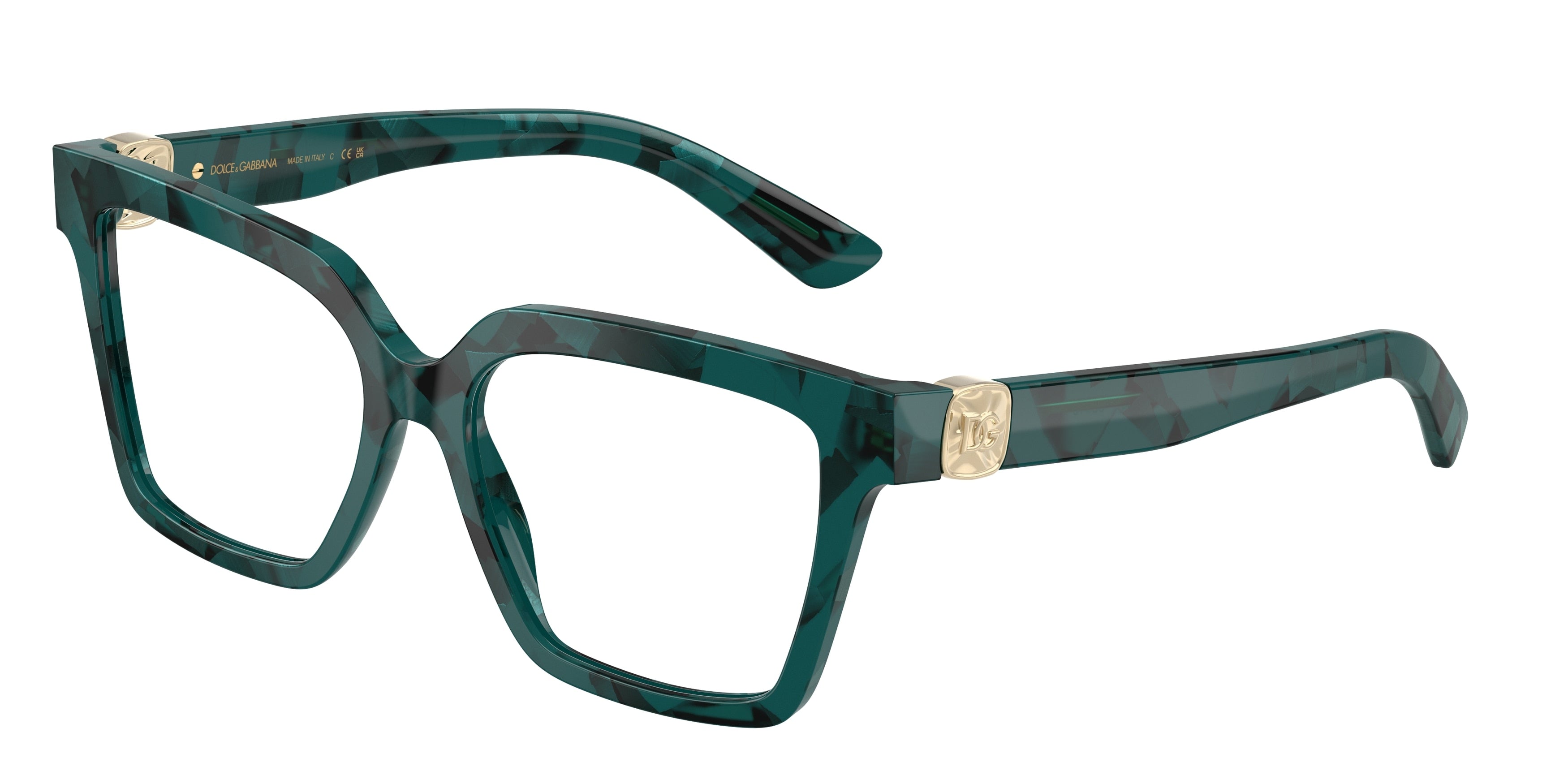 DOLCE & GABBANA DG3395 Square Eyeglasses  3460-Pearl Havana Petroleum 53-145-16 - Color Map Green