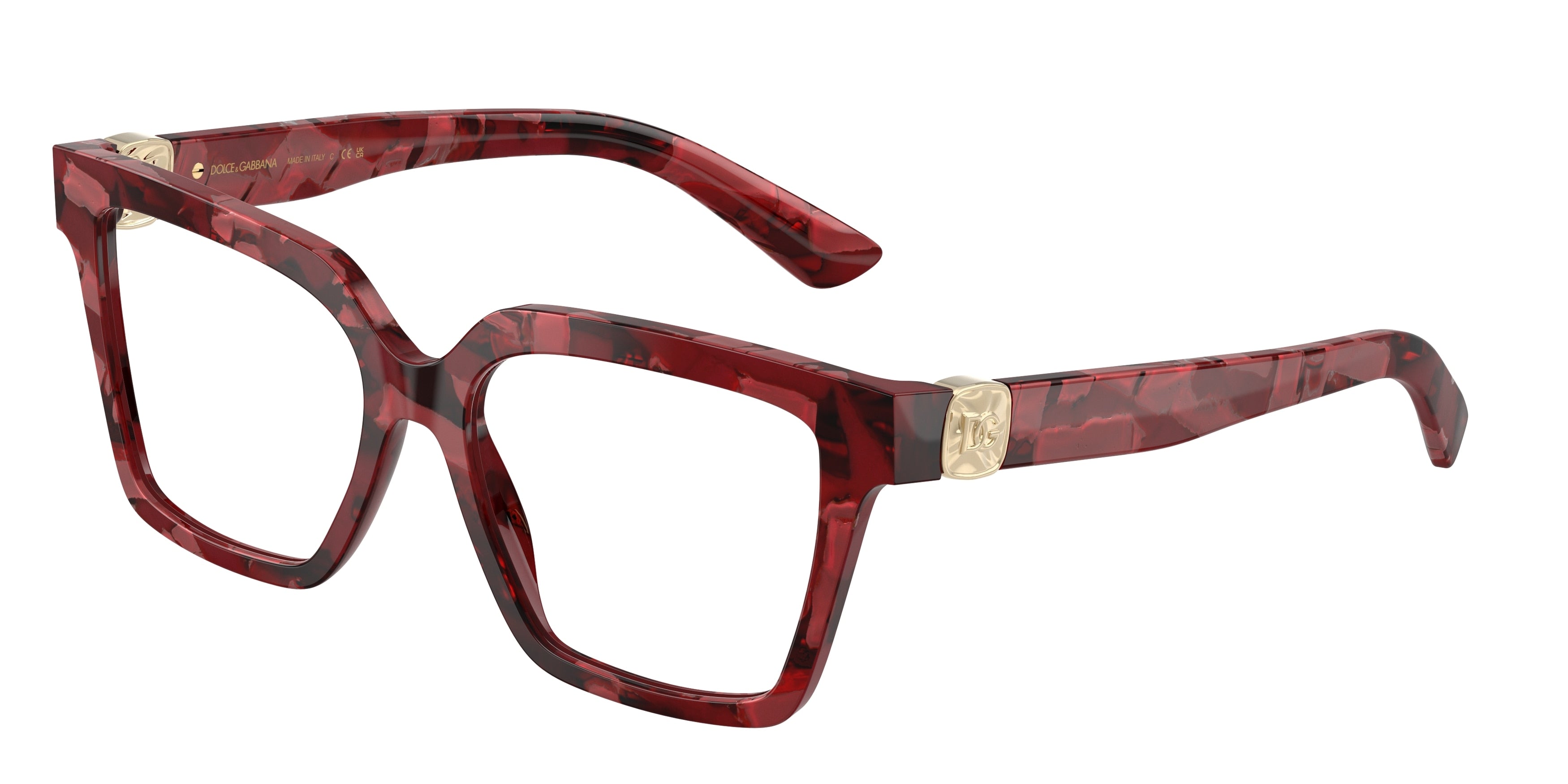 DOLCE & GABBANA DG3395 Square Eyeglasses  3463-Pearl Havana Red 53-145-16 - Color Map Red