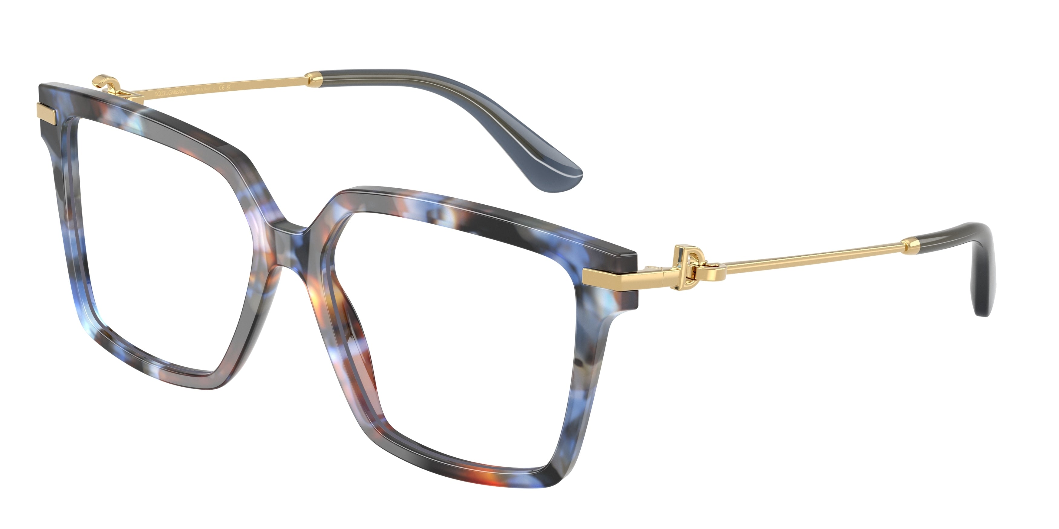 DOLCE & GABBANA DG3397 Square Eyeglasses  3443-Havana Blue 56-140-16 - Color Map Blue