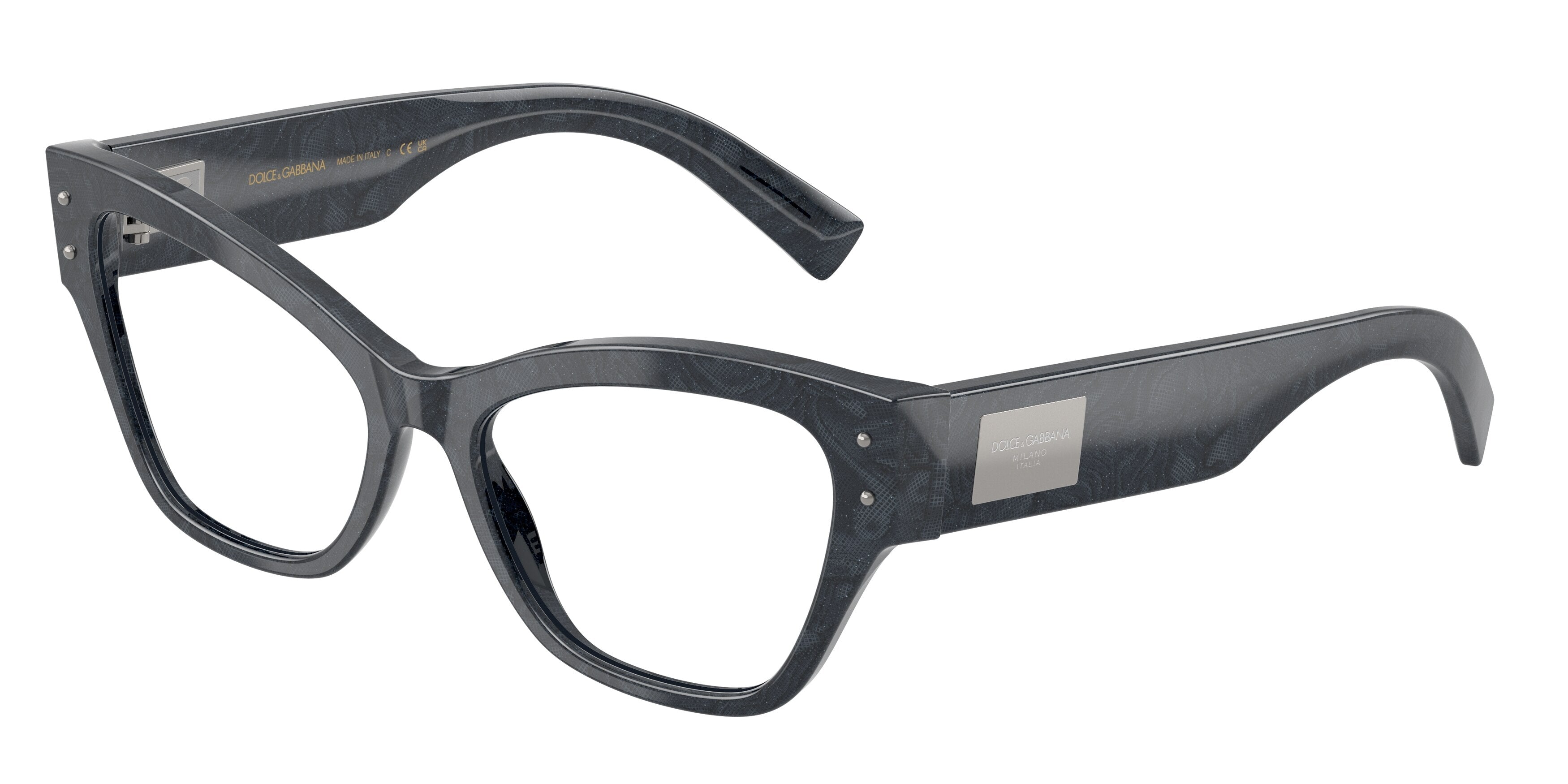 DOLCE & GABBANA DG3404F Butterfly Eyeglasses  3441-Grey Lace 54-140-17 - Color Map Multicolor