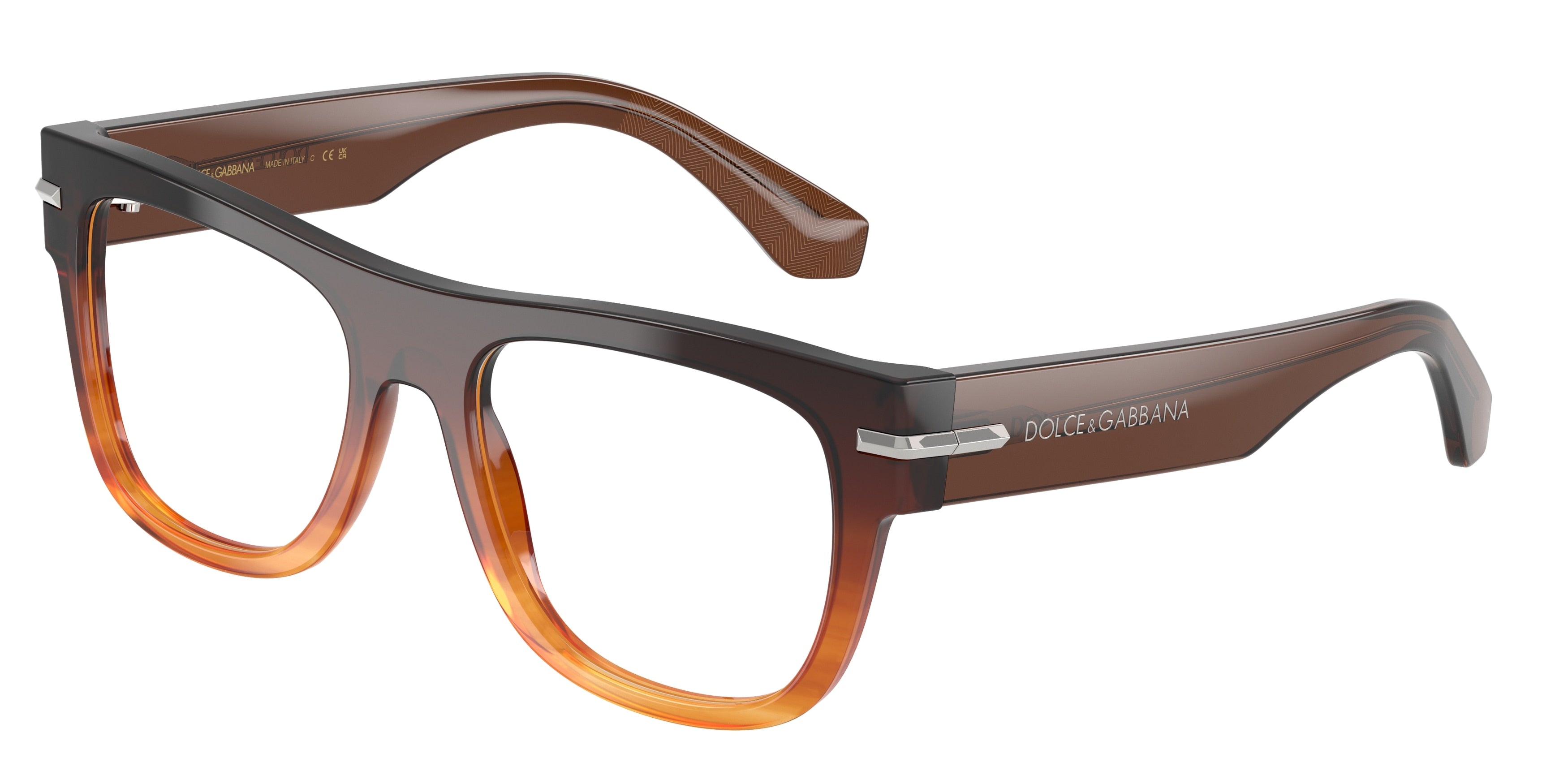 DOLCE & GABBANA DG3407 Square Eyeglasses  3486-Gradient Striped Brown 54-145-19 - Color Map Brown