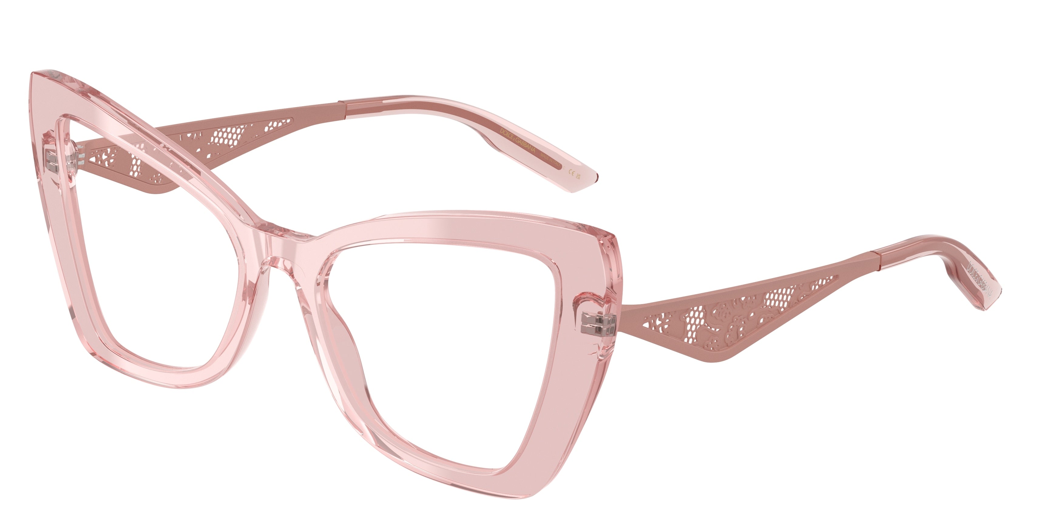 DOLCE & GABBANA DG3409 Cat Eye Eyeglasses  3226-Transparent Powder Pink 53-145-18 - Color Map Pink