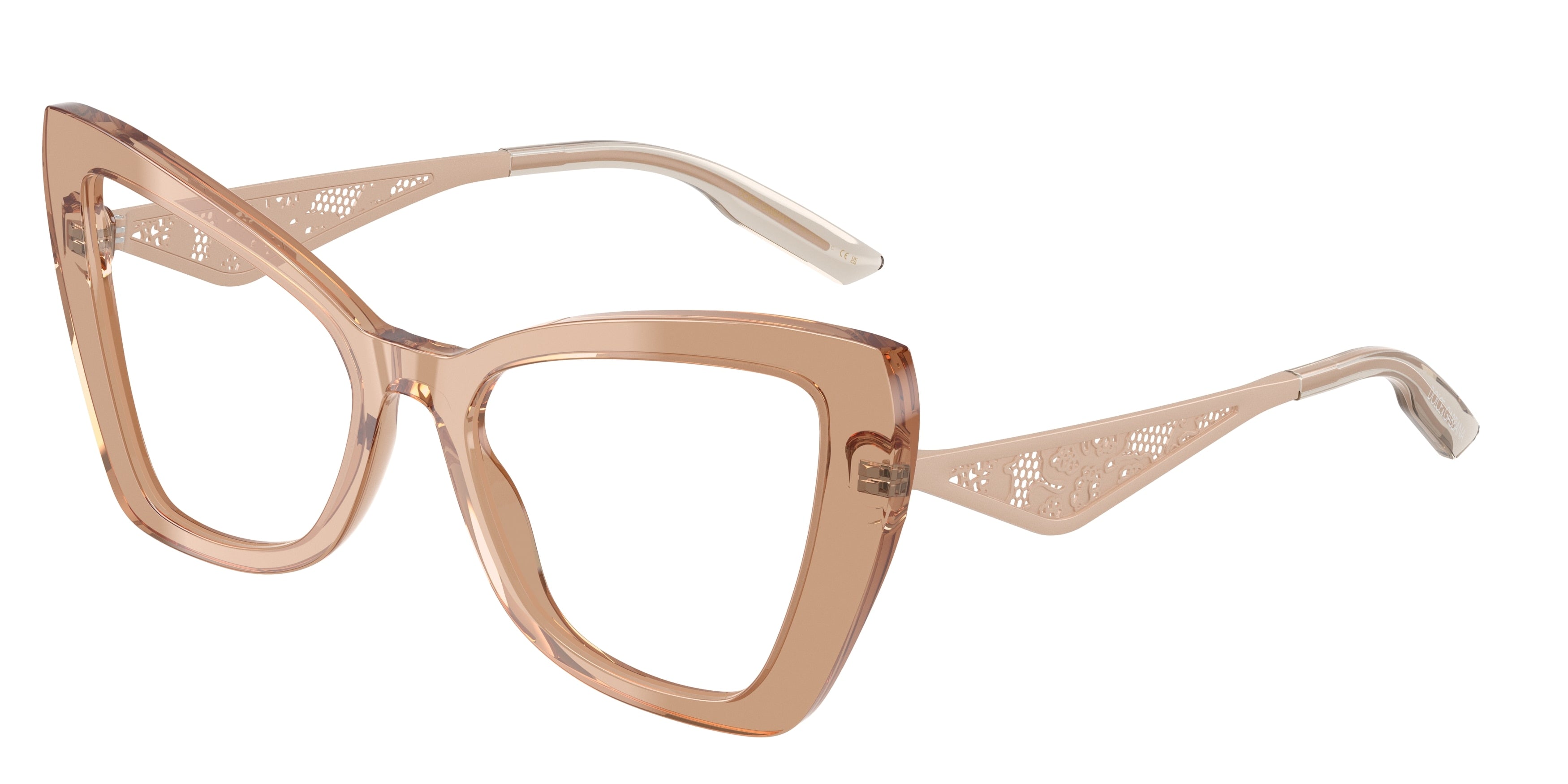 DOLCE & GABBANA DG3409 Cat Eye Eyeglasses  3432-Transparent Camel 53-145-18 - Color Map Brown