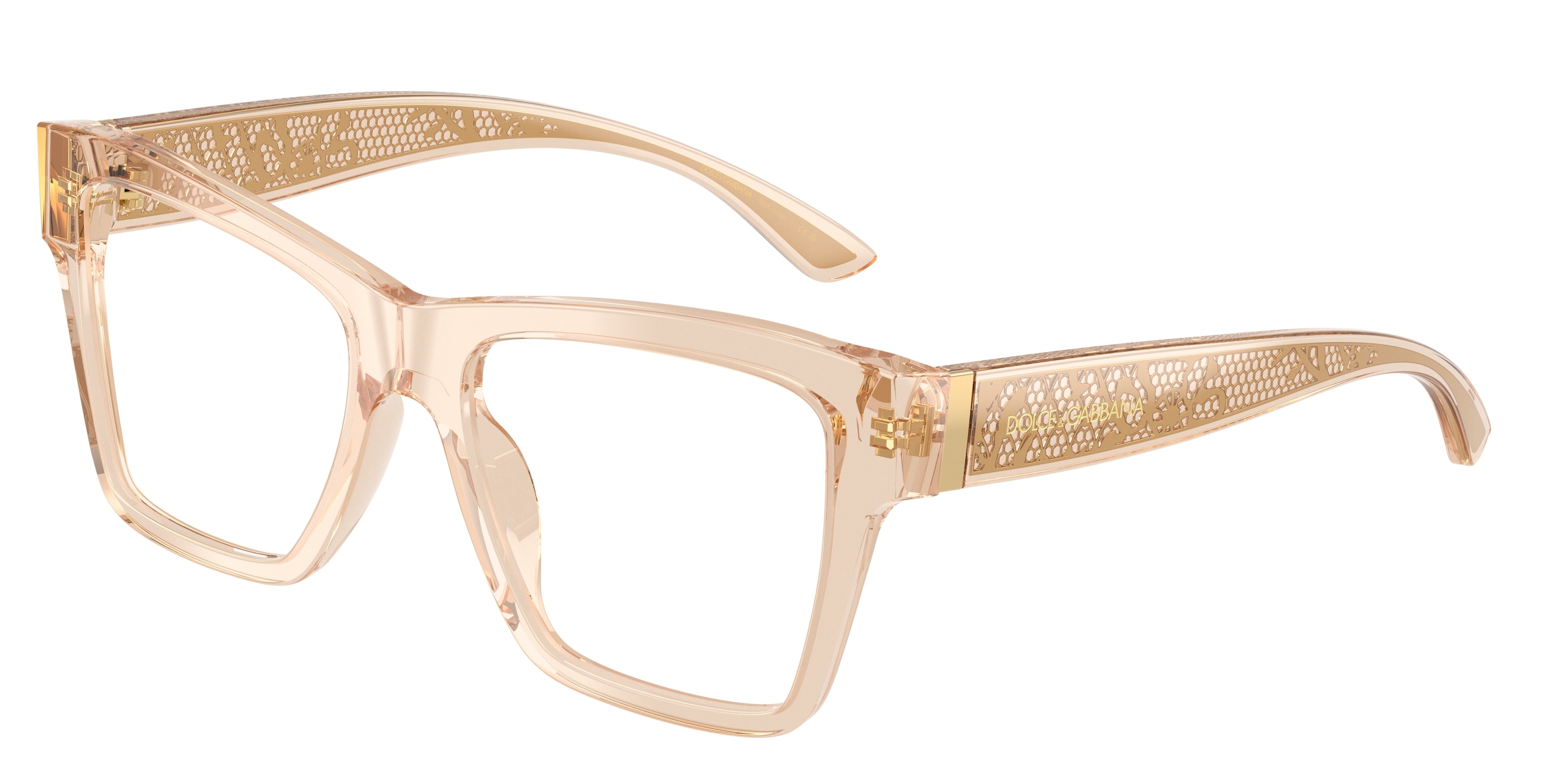 DOLCE & GABBANA DG3411 Square Eyeglasses  3432-Transparent Camel 54-145-18 - Color Map Brown