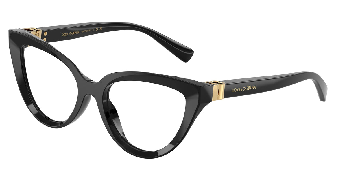 DOLCE & GABBANA DG3414 Cat Eye Eyeglasses  501-Black 54-140-18 - Color Map Black