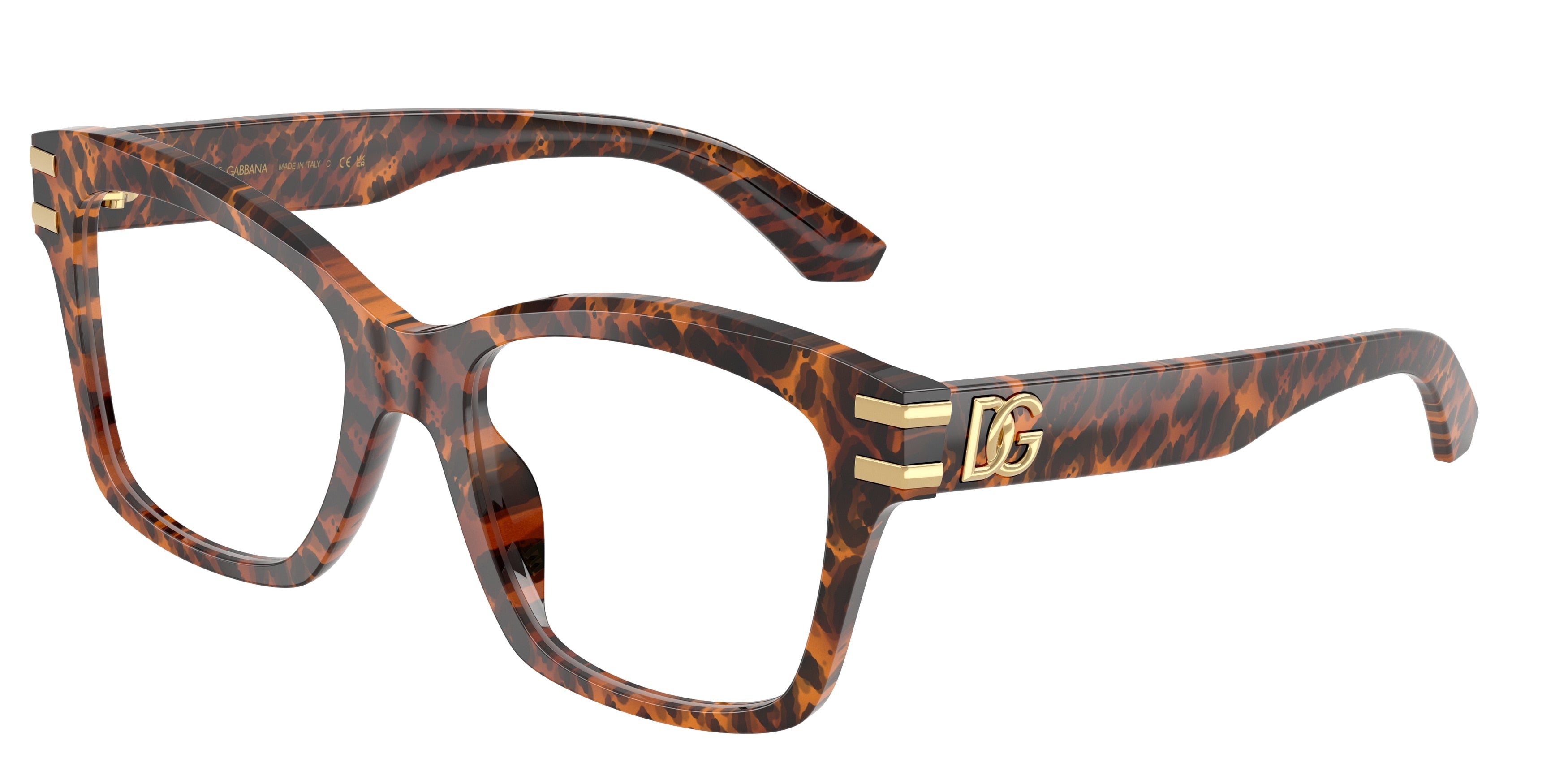 DOLCE & GABBANA DG3419 Square Eyeglasses  3470-Leo Transparent 54-145-19 - Color Map Brown