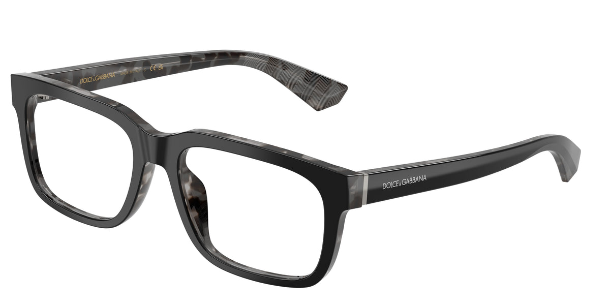 DOLCE & GABBANA DG3432 Rectangle Eyeglasses  3403-Black On Grey Havana 56-145-18 - Color Map Black