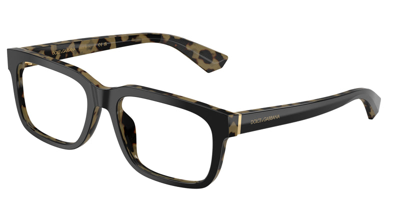 DOLCE & GABBANA DG3432 Rectangle Eyeglasses  3404-Black On Yellow Havana 56-145-18 - Color Map Black