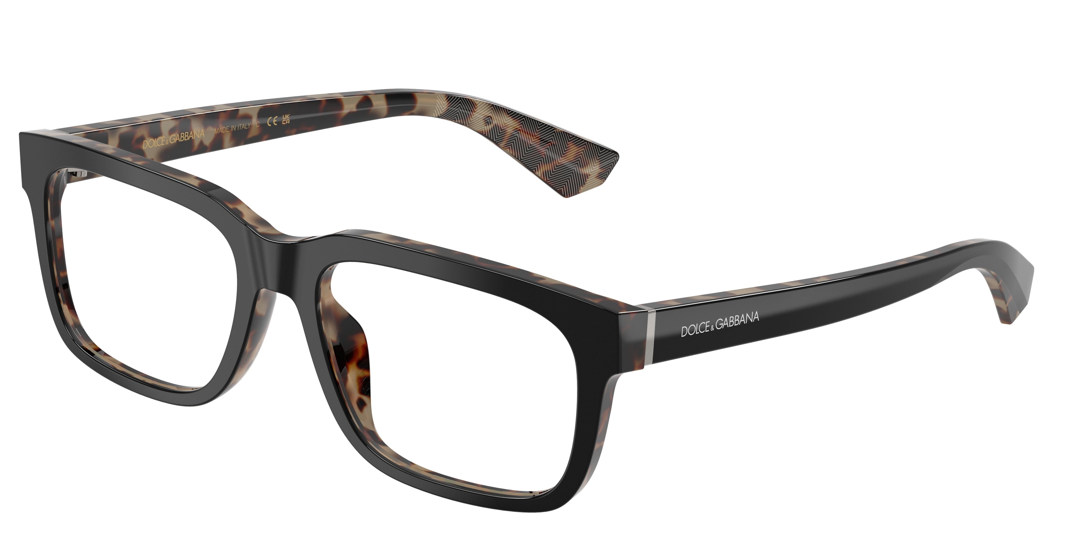 DOLCE & GABBANA DG3432 Rectangle Eyeglasses  3417-Black On Red Havana 56-145-18 - Color Map Black