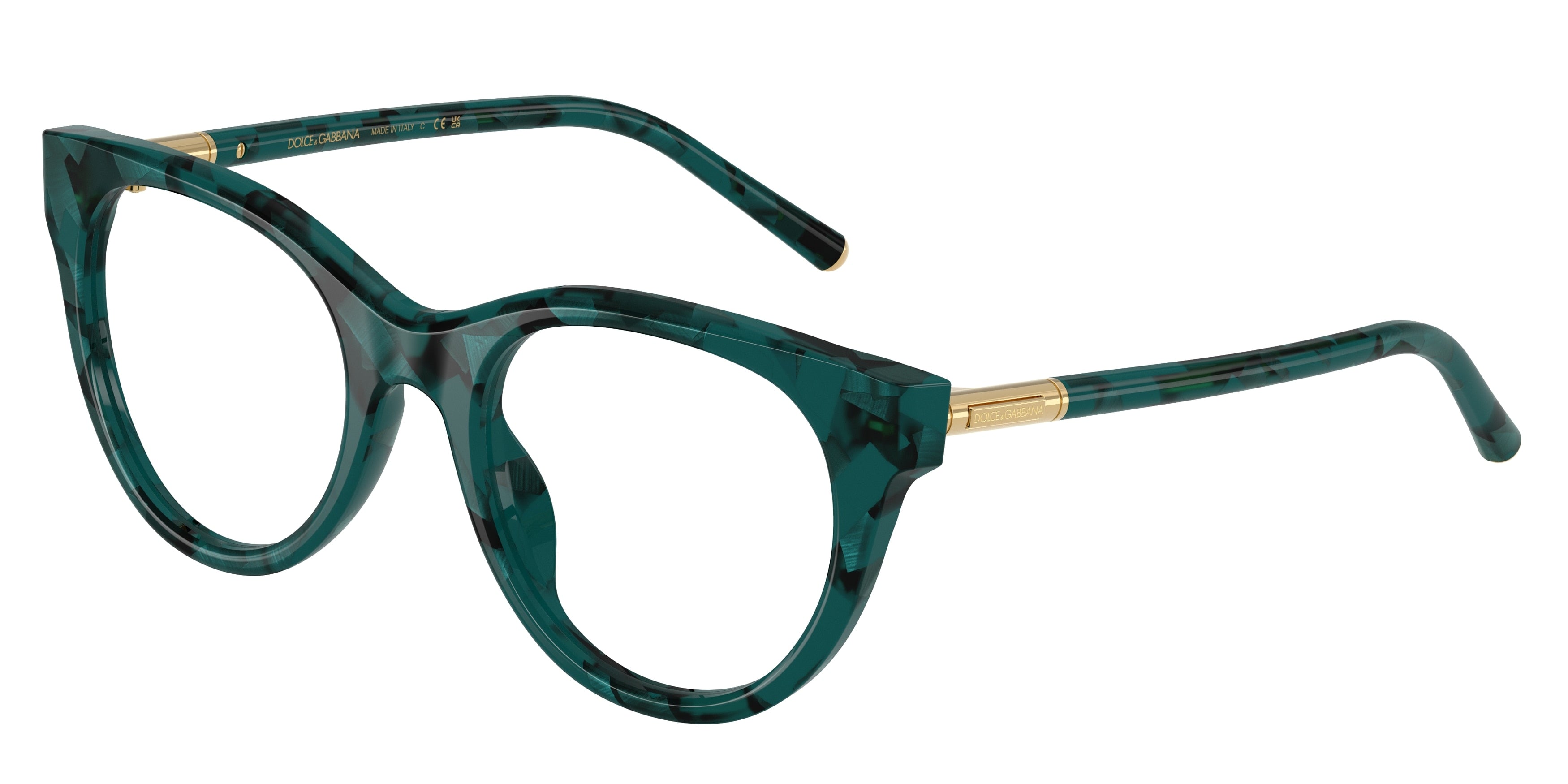 DOLCE & GABBANA DG3433 Phantos Eyeglasses  3460-Pearl Havana Petroleum 53-145-21 - Color Map Green