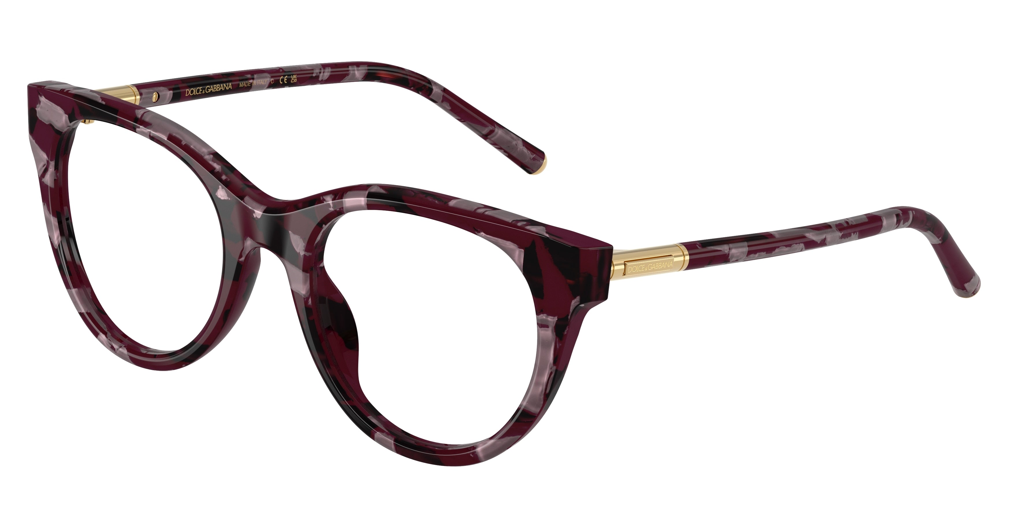 DOLCE & GABBANA DG3433 Phantos Eyeglasses  3464-Pearl Havana Purple 53-145-21 - Color Map Violet