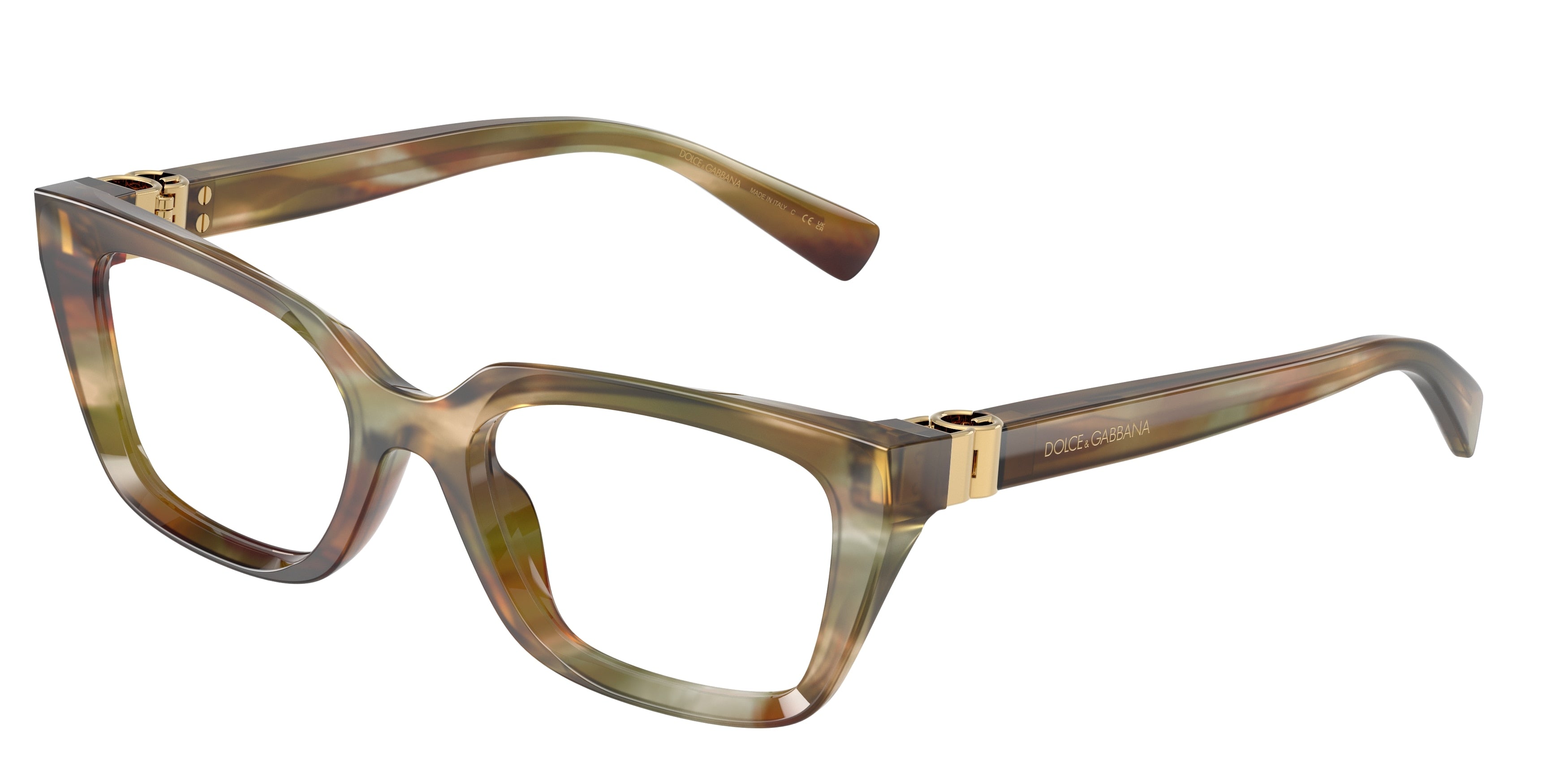 DOLCE & GABBANA DG3436 Rectangle Eyeglasses  3446-Striped Ochre 53-140-19 - Color Map Brown