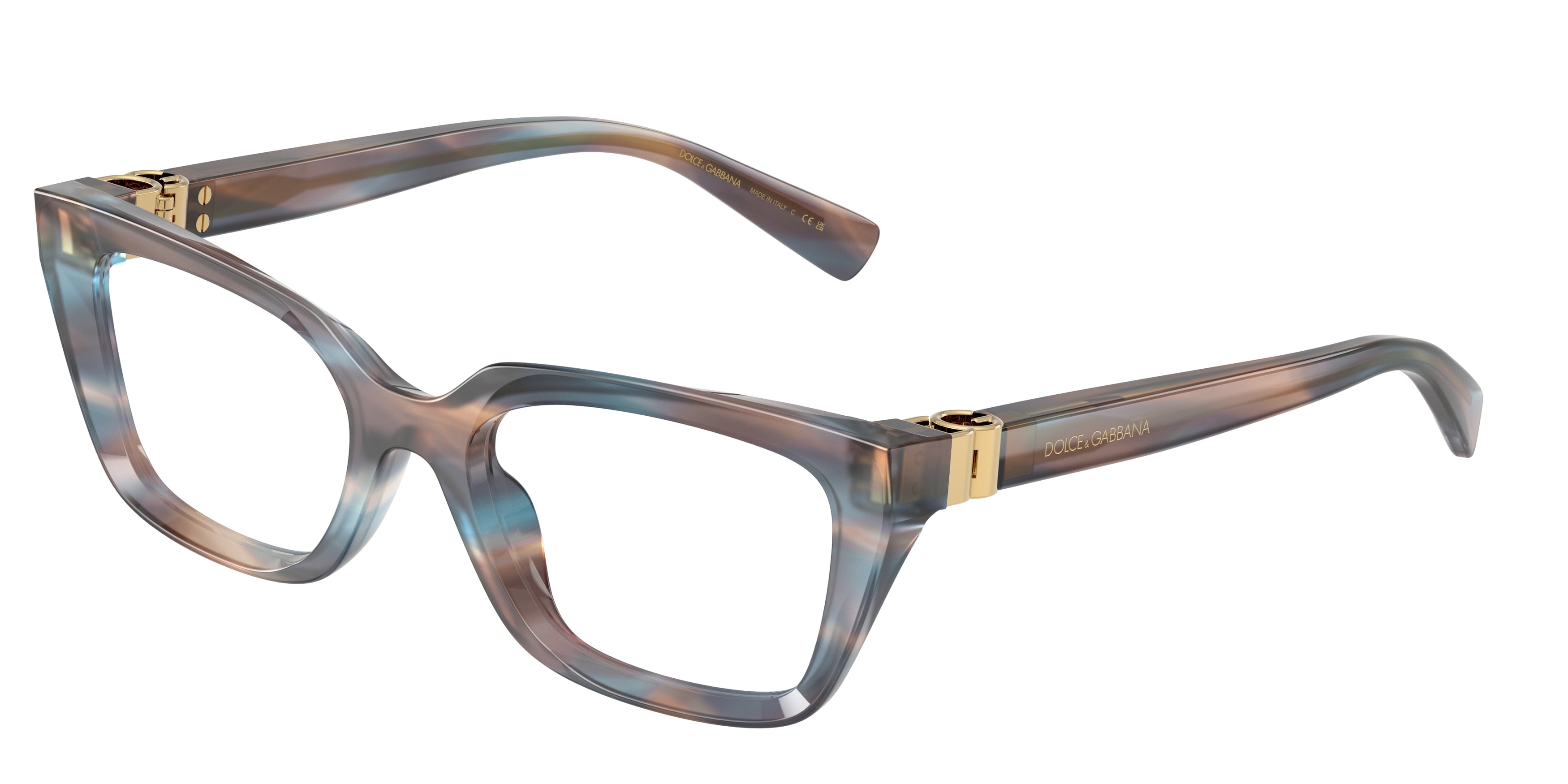 DOLCE & GABBANA DG3436 Rectangle Eyeglasses  3448-Striped Blue 53-140-19 - Color Map Blue