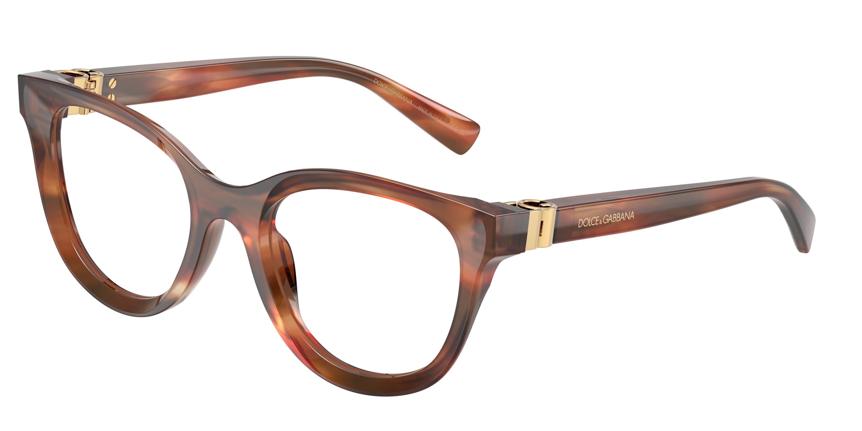 DOLCE & GABBANA DG3437 Phantos Eyeglasses  3221-Striped Brown 53-140-21 - Color Map Tortoise