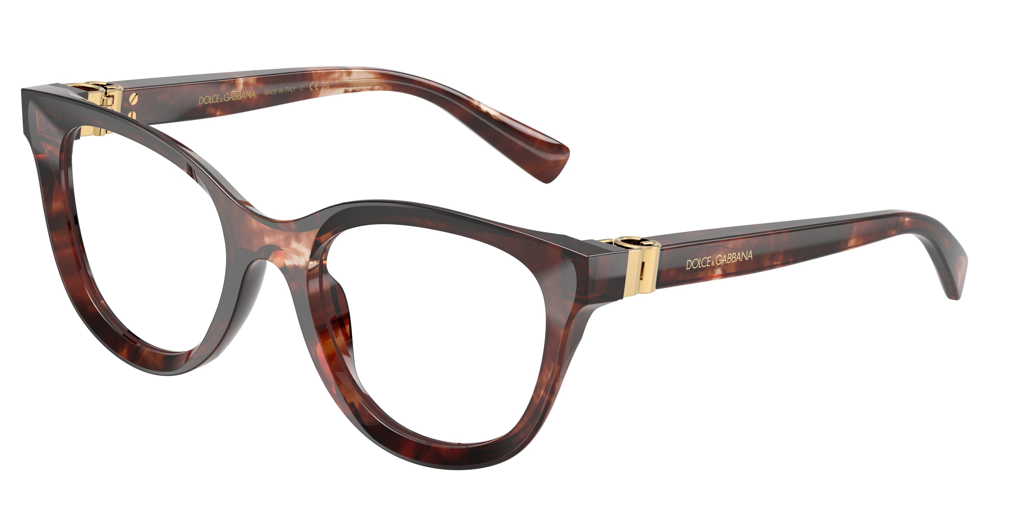 DOLCE & GABBANA DG3437 Phantos Eyeglasses  3222-Dark Red Havana 53-140-21 - Color Map Red