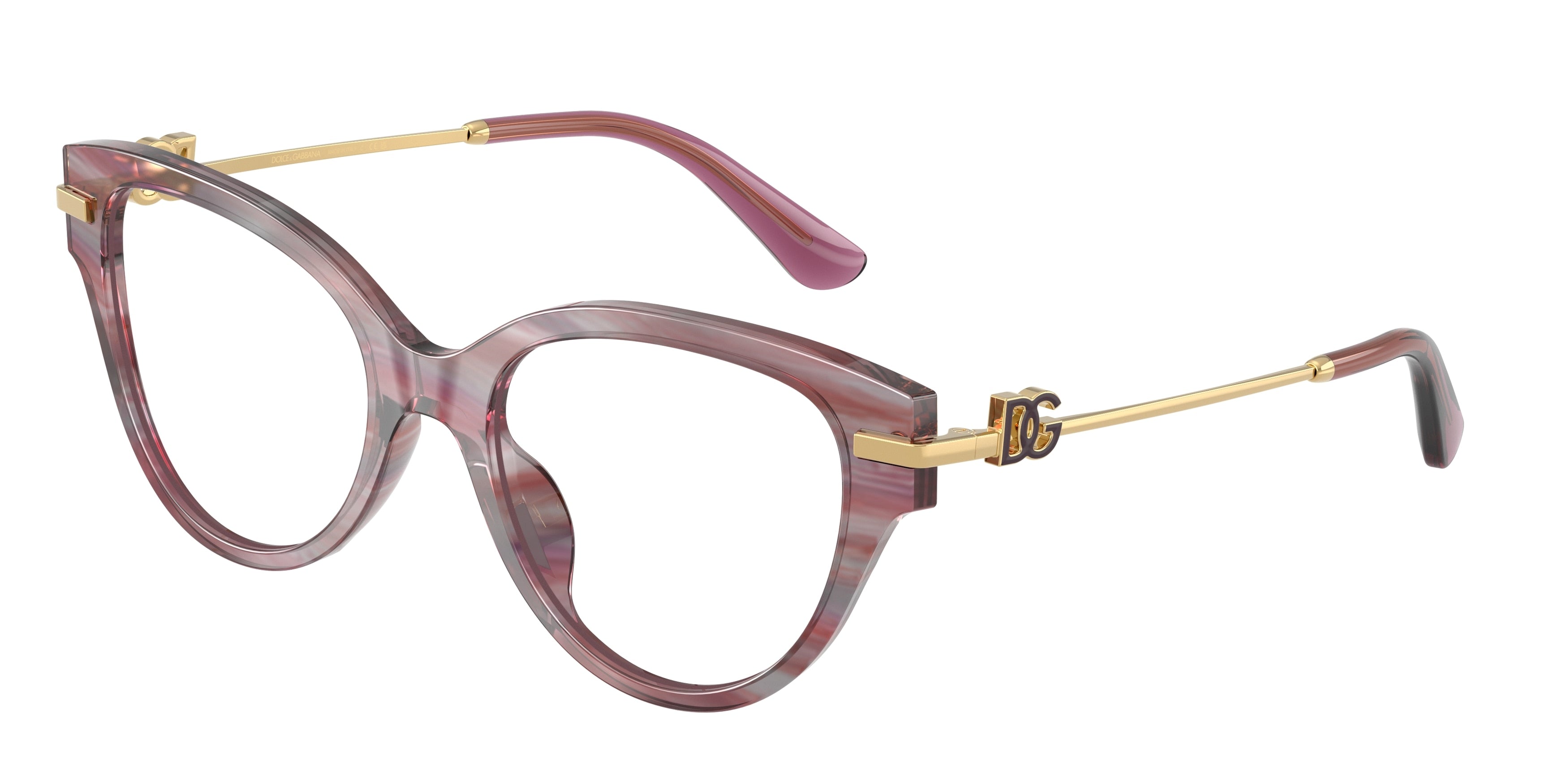 DOLCE & GABBANA DG3438 Butterfly Eyeglasses  3474-Striped Violet 53-145-19 - Color Map Violet