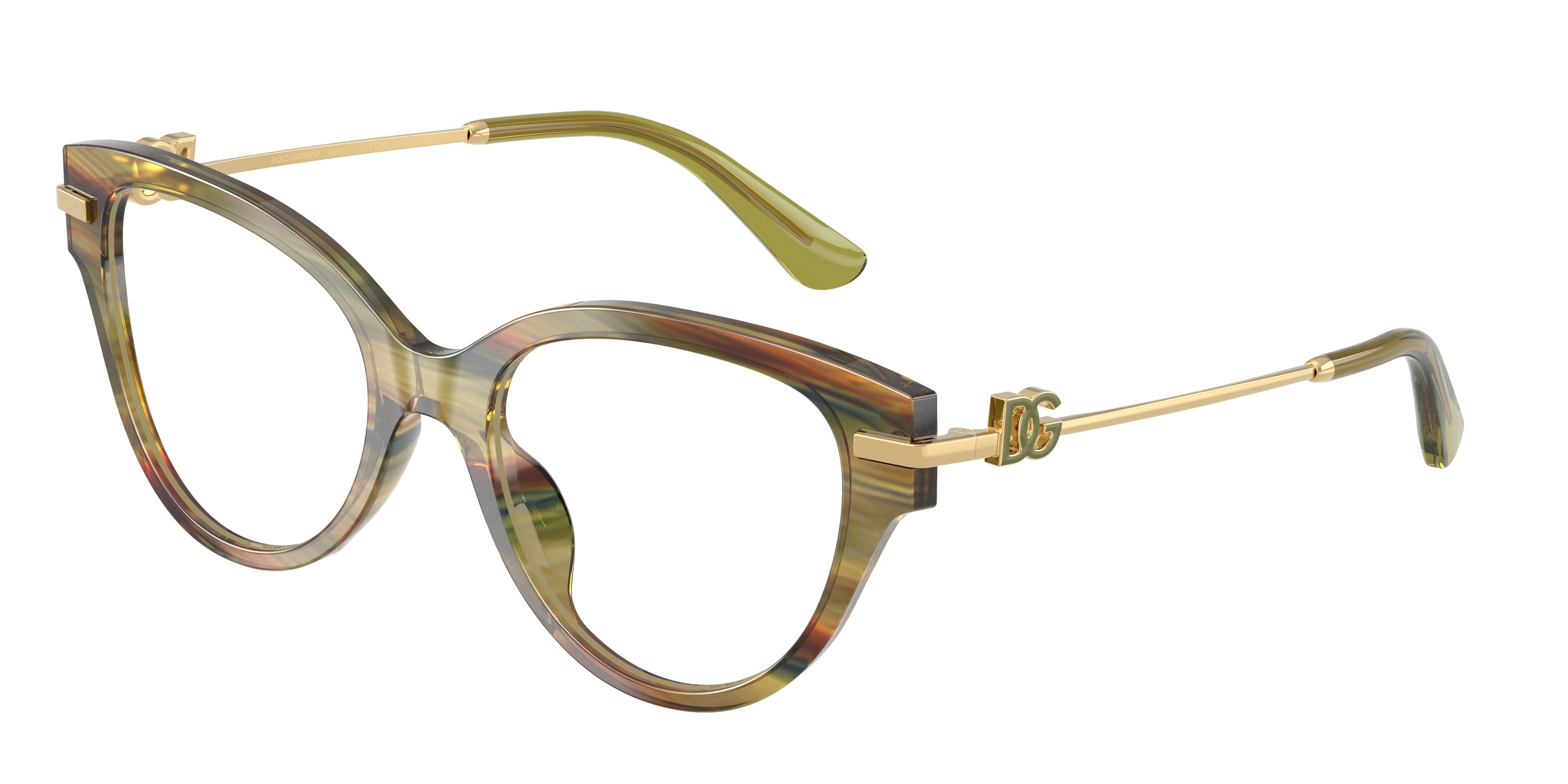 DOLCE & GABBANA DG3438 Butterfly Eyeglasses  3475-Striped Green Transparent 53-145-19 - Color Map Green