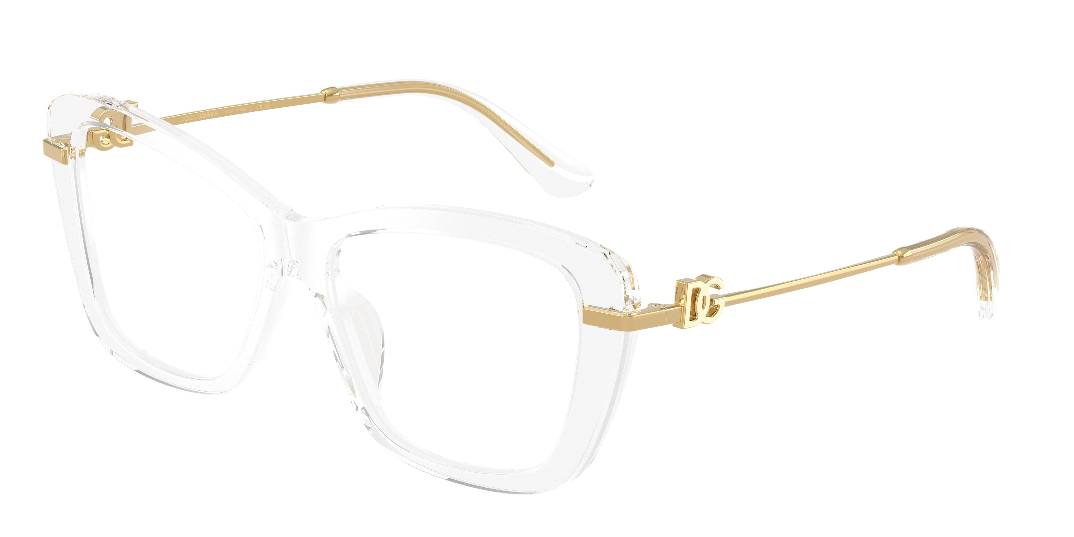 DOLCE & GABBANA DG3439 Square Eyeglasses  3133-Crystal 55-145-15 - Color Map Transparent