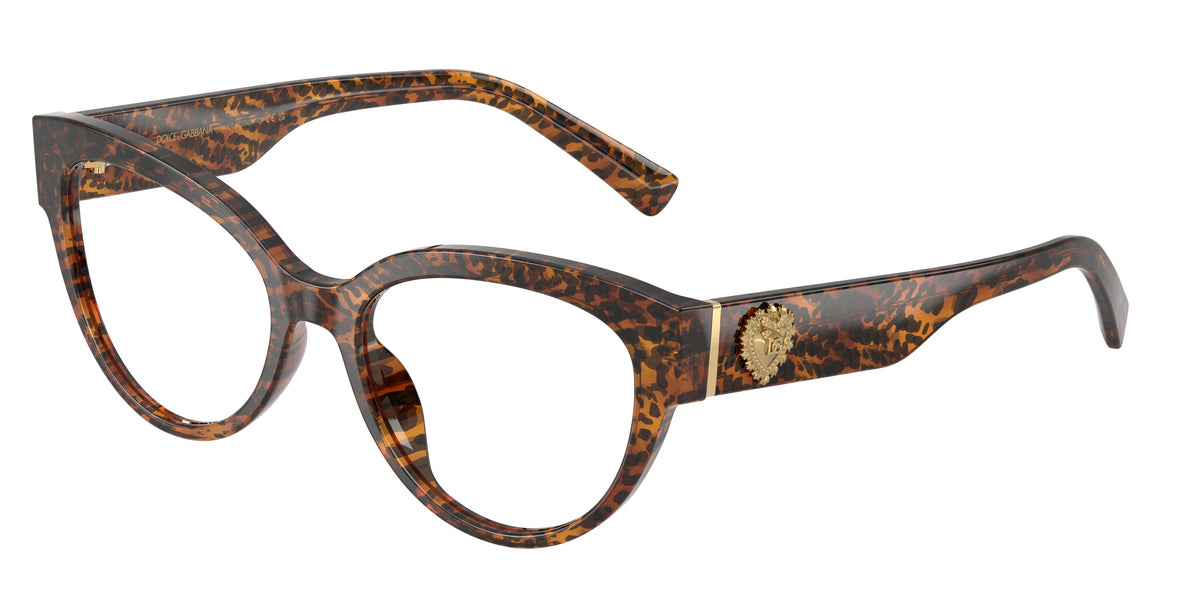 DOLCE & GABBANA DG3440 Cat Eye Eyeglasses  3470-Leo Transparent 54-145-18 - Color Map Brown