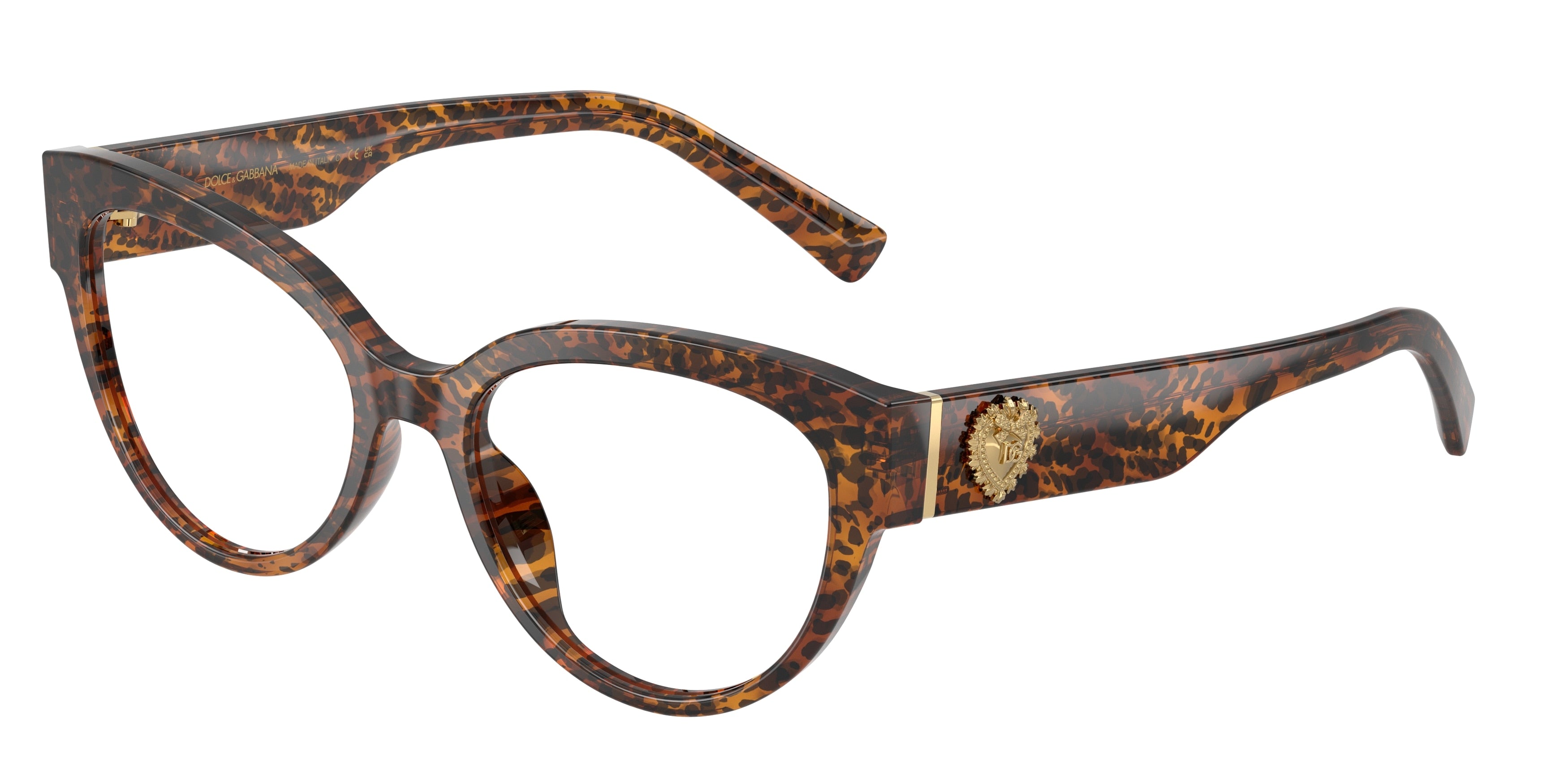 DOLCE & GABBANA DG3440 Cat Eye Eyeglasses  3470-Leo Transparent 54-145-18 - Color Map Brown