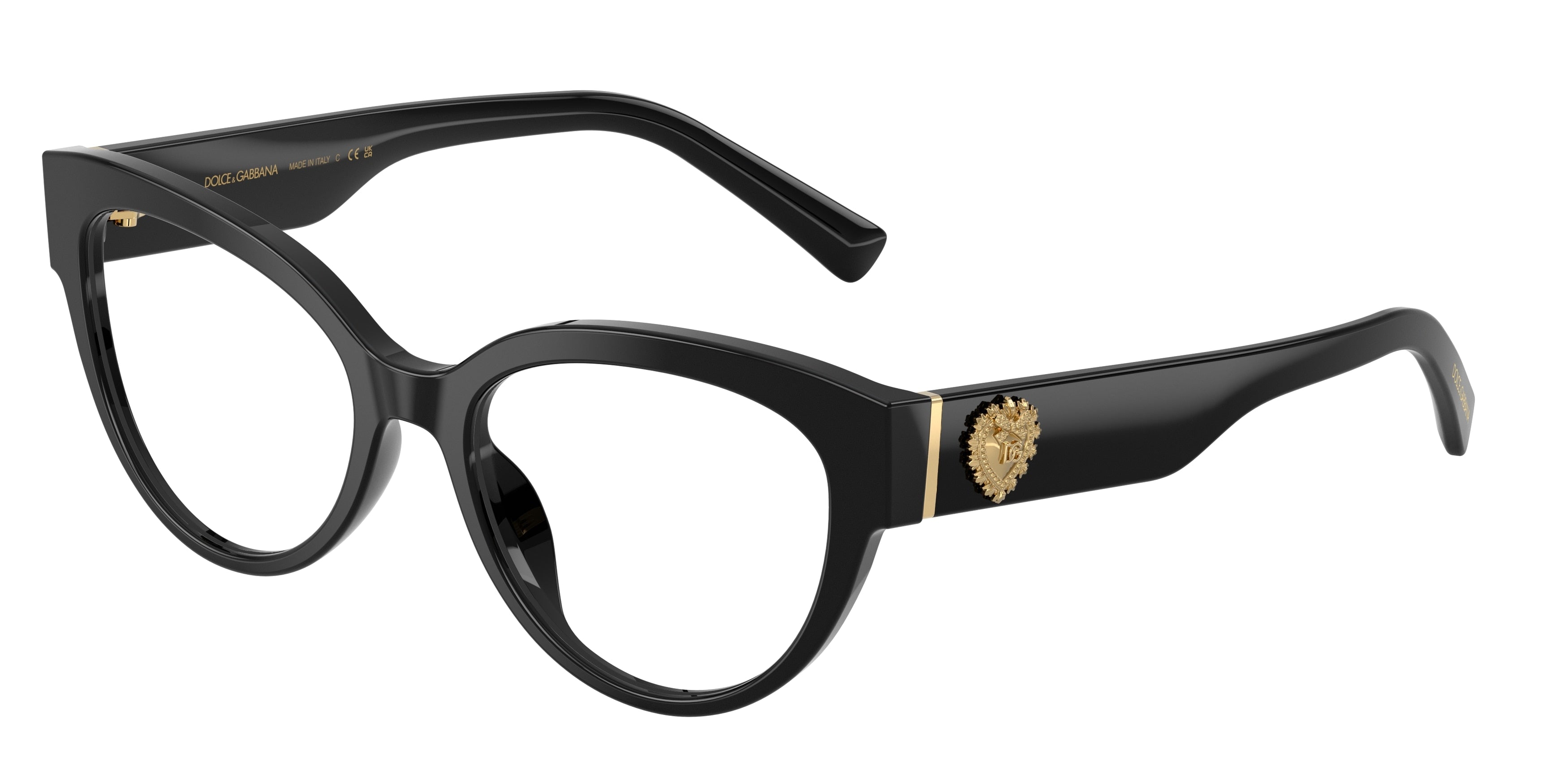 DOLCE & GABBANA DG3440 Cat Eye Eyeglasses  501-Black 54-145-18 - Color Map Black
