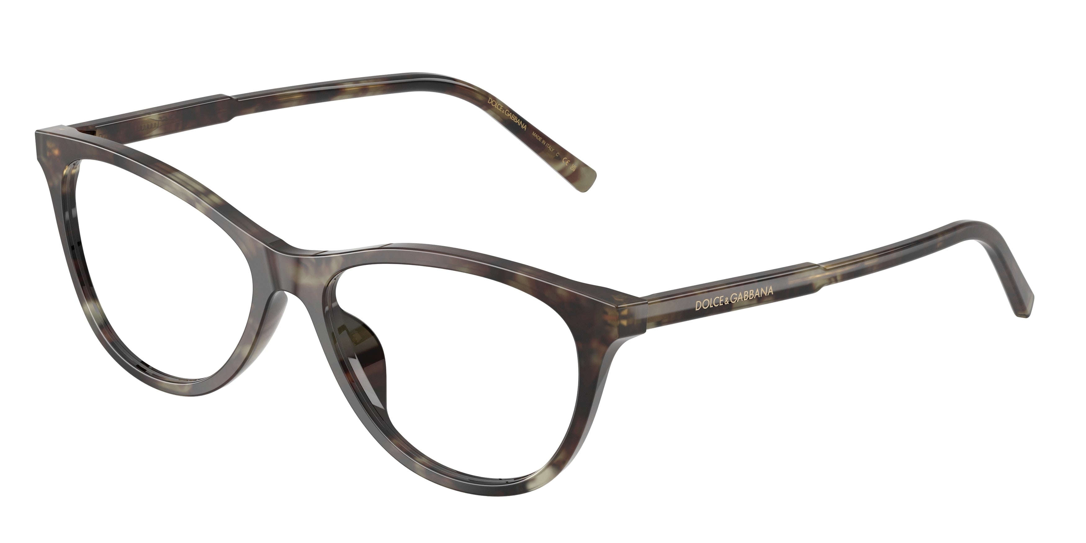 DOLCE & GABBANA DG3443 Cat Eye Eyeglasses  3478-Green Havana 55-145-16 - Color Map Green