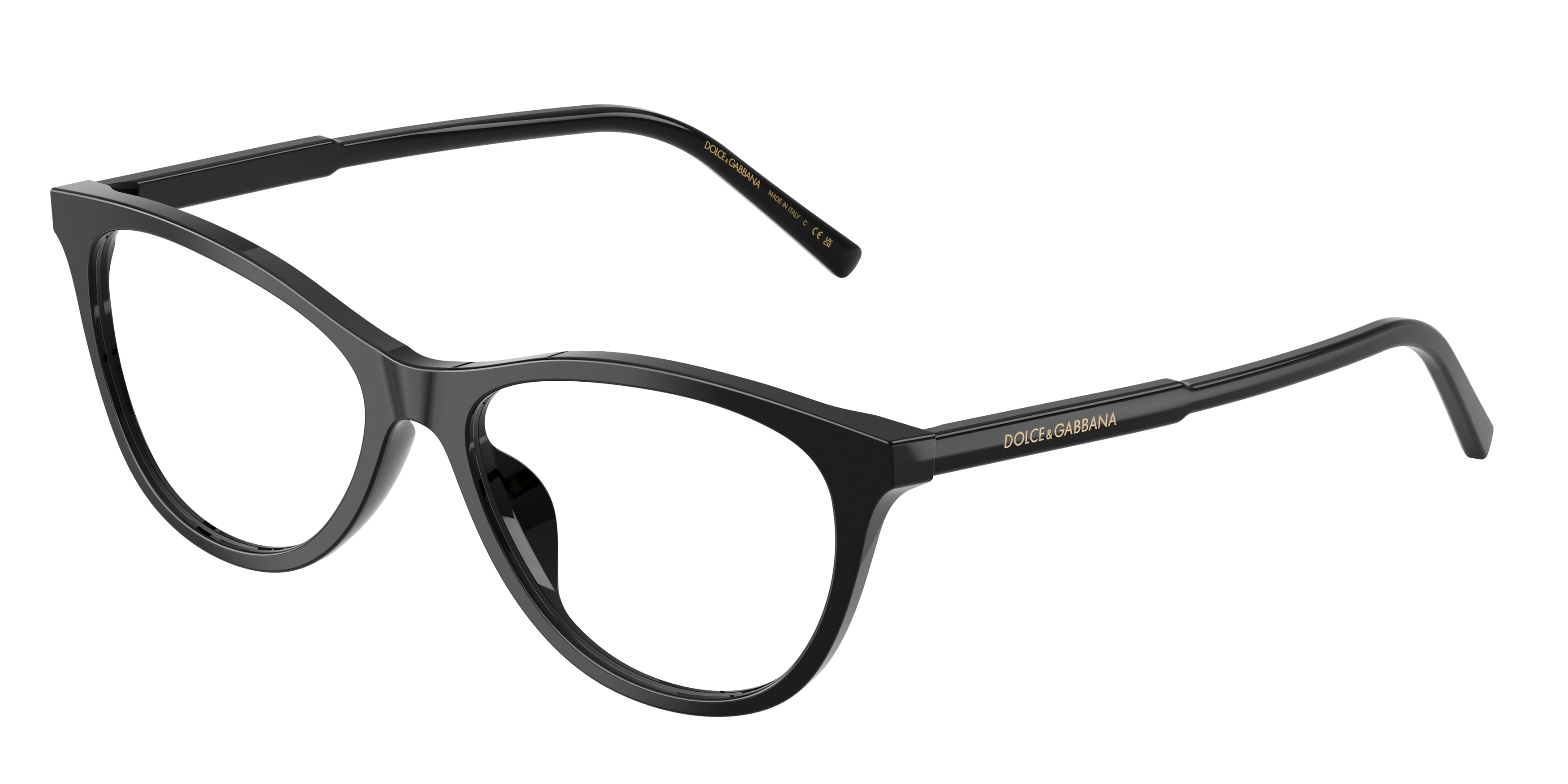 DOLCE & GABBANA DG3443 Cat Eye Eyeglasses  501-Black 55-145-16 - Color Map Black