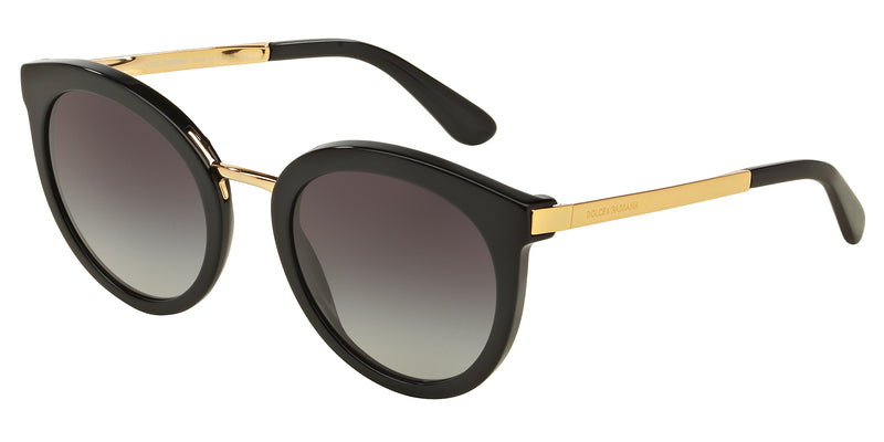 DOLCE & GABBANA DG4268 Round Sunglasses  501/8G-Black 52-140-22 - Color Map Black