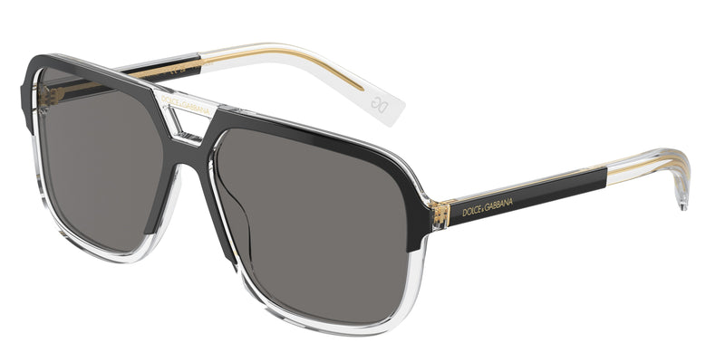 DOLCE & GABBANA DG4354 Square Sunglasses  501/81-Top Black On Crystal 58-145-15 - Color Map Black