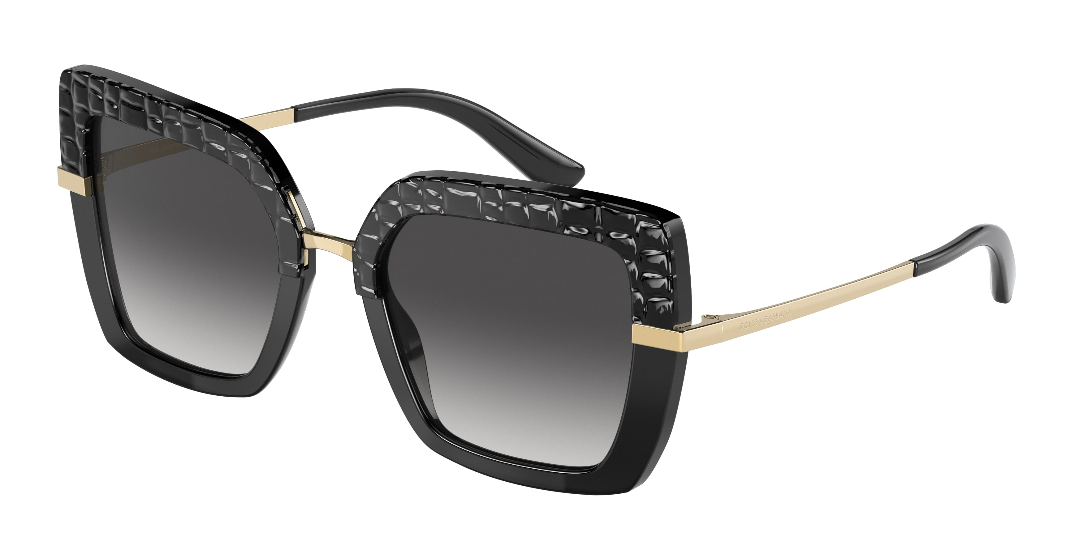 DOLCE & GABBANA DG4373 Square Sunglasses  32888G-Black Cocco 52-140-21 - Color Map Black