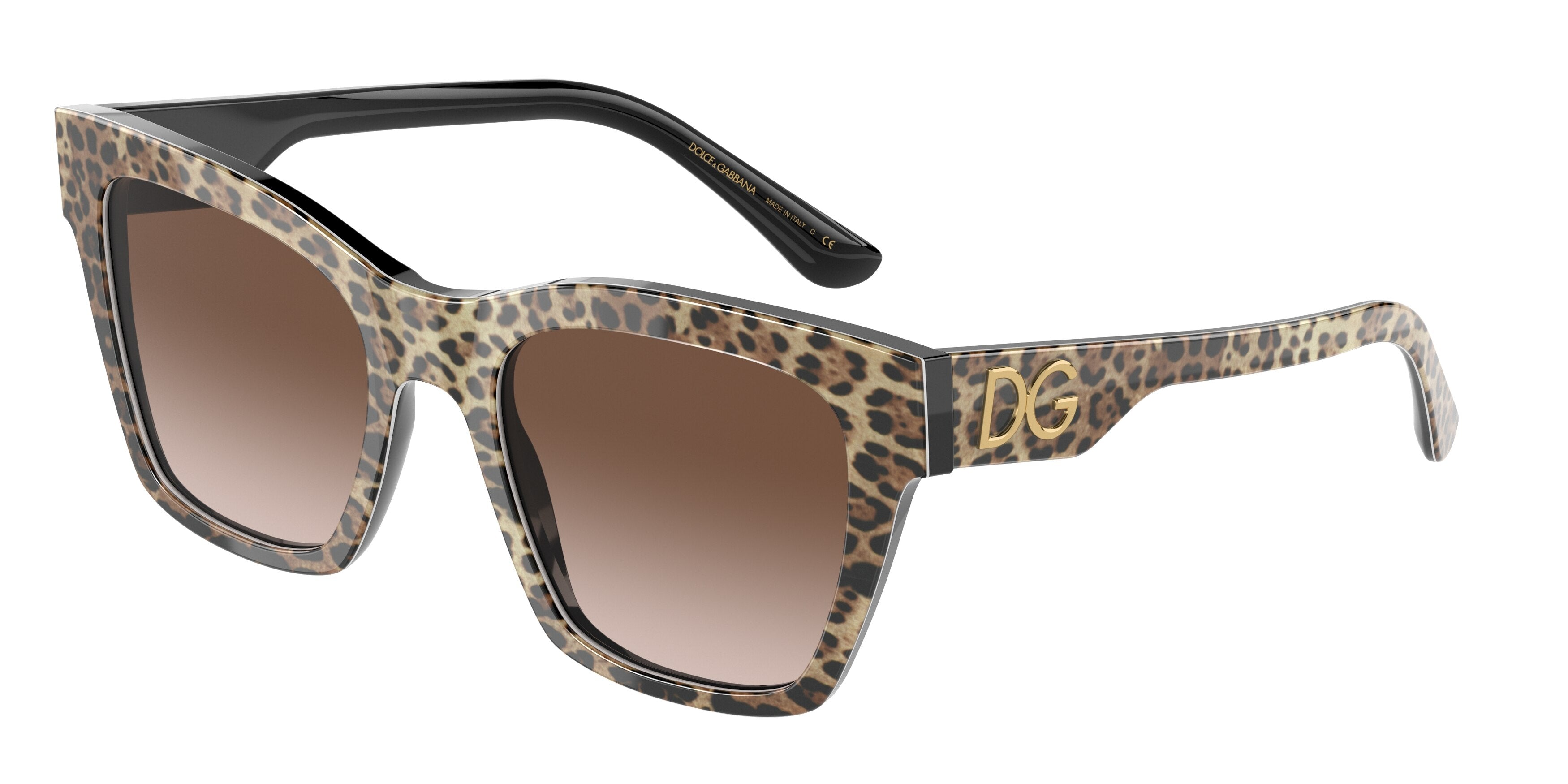 DOLCE & GABBANA DG4384 Square Sunglasses  316313-Leo Brown On Black 53-145-20 - Color Map Brown