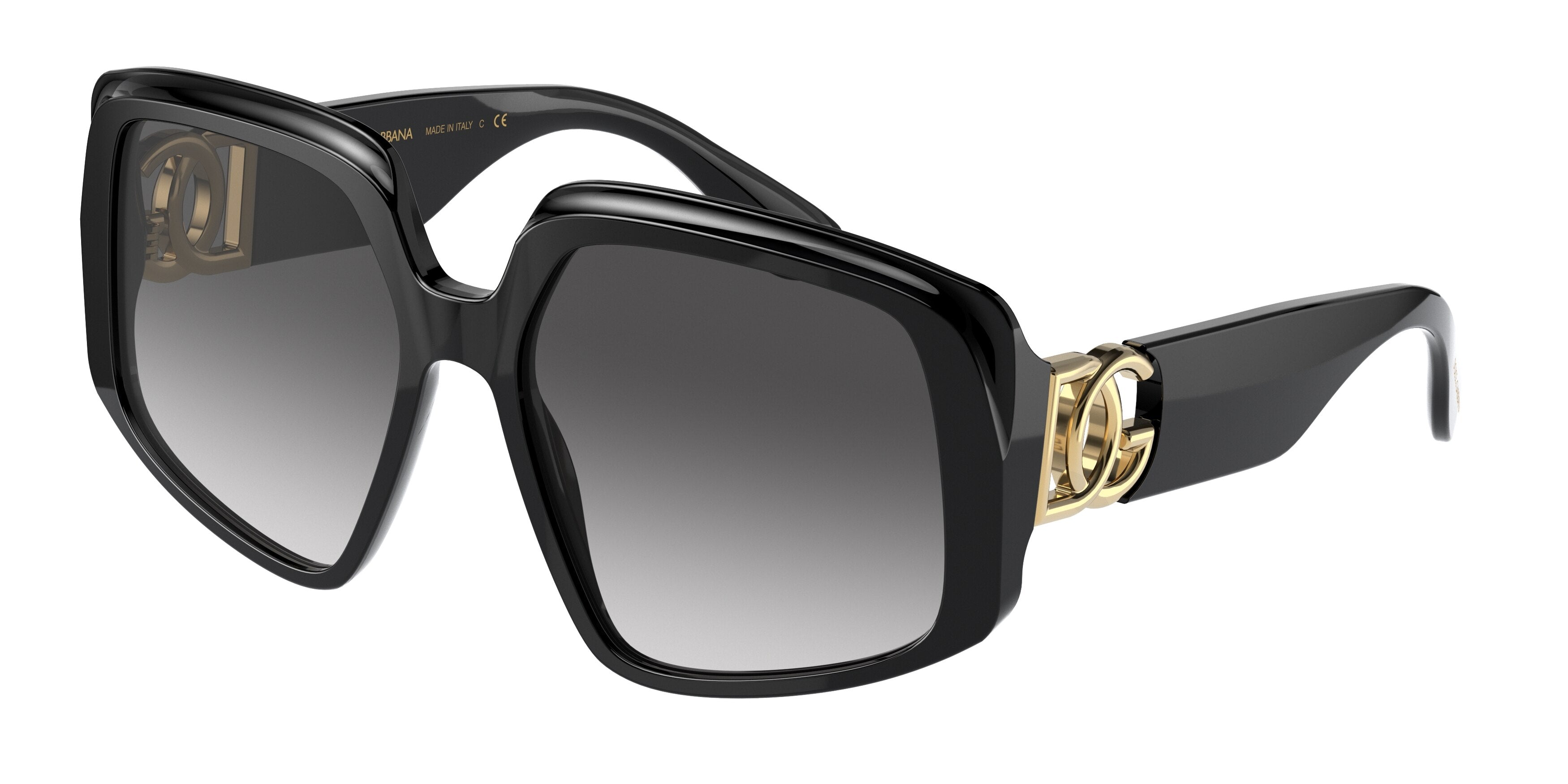 DOLCE & GABBANA DG4386F Square Sunglasses  501/8G-Black 57-140-17 - Color Map Black