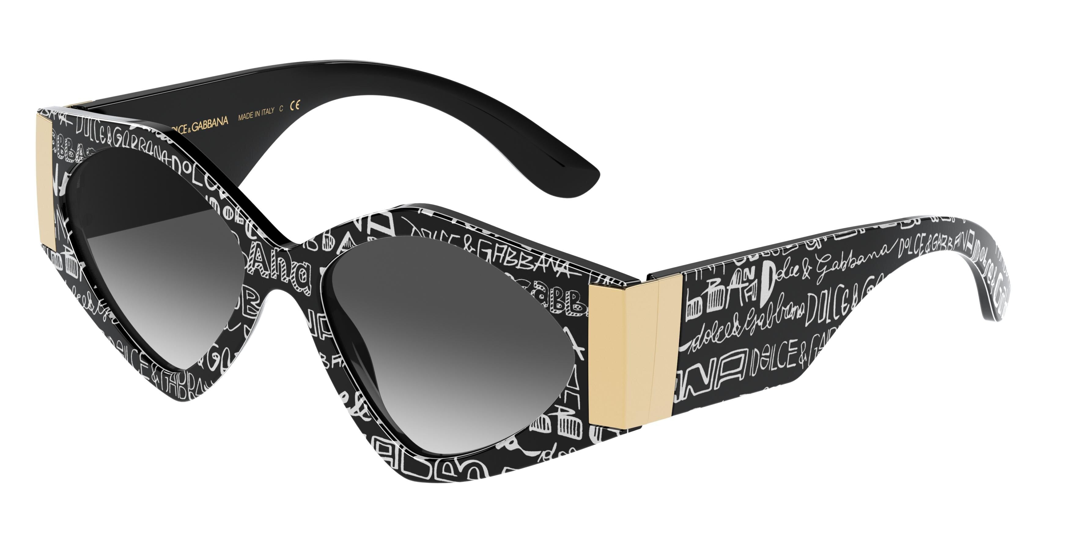 DOLCE & GABBANA DG4396F Irregular Sunglasses  33138G-Black Graffiti 55-145-17 - Color Map Black