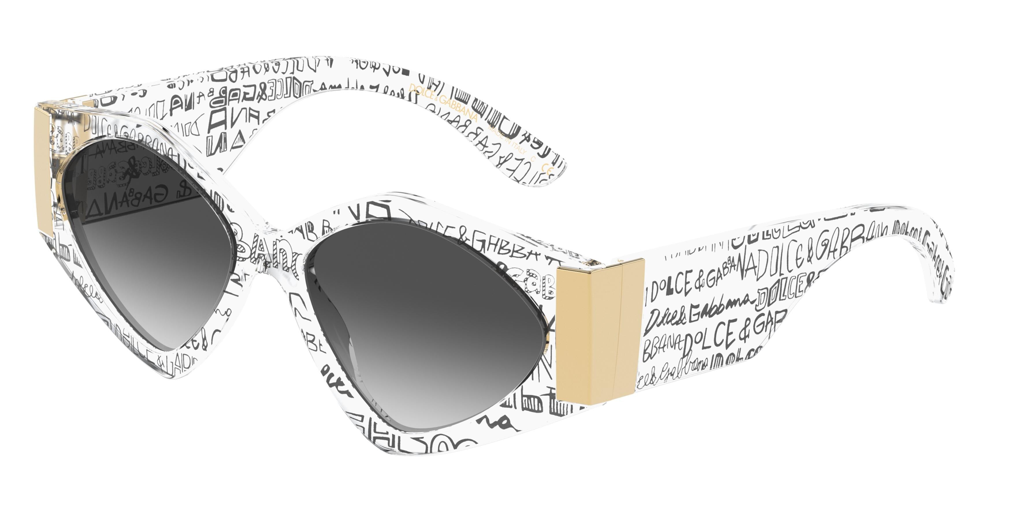 DOLCE & GABBANA DG4396F Irregular Sunglasses  33148G-Transparent Graffiti 55-145-17 - Color Map Transparent