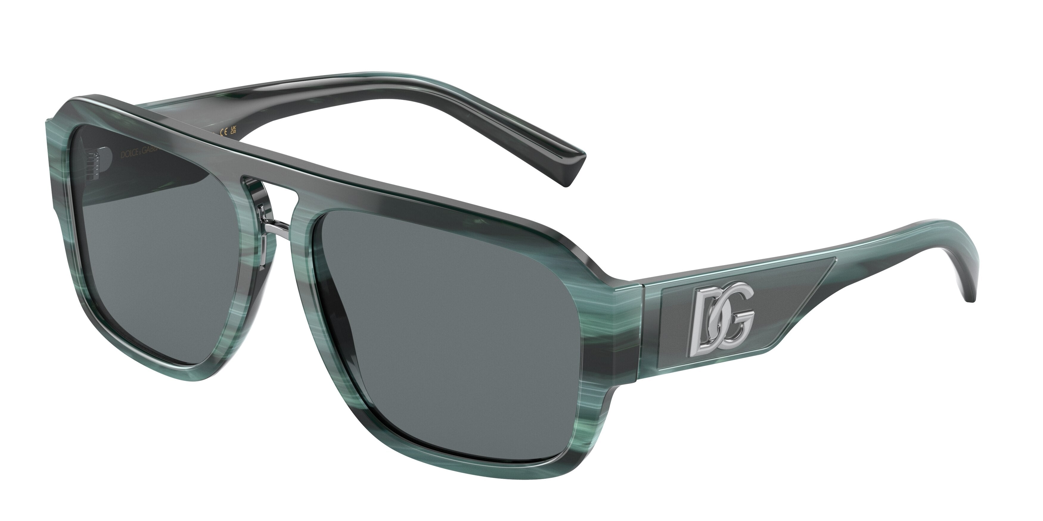 DOLCE & GABBANA DG4403 Pilot Sunglasses  339180-Blue Horn 58-140-16 - Color Map Blue