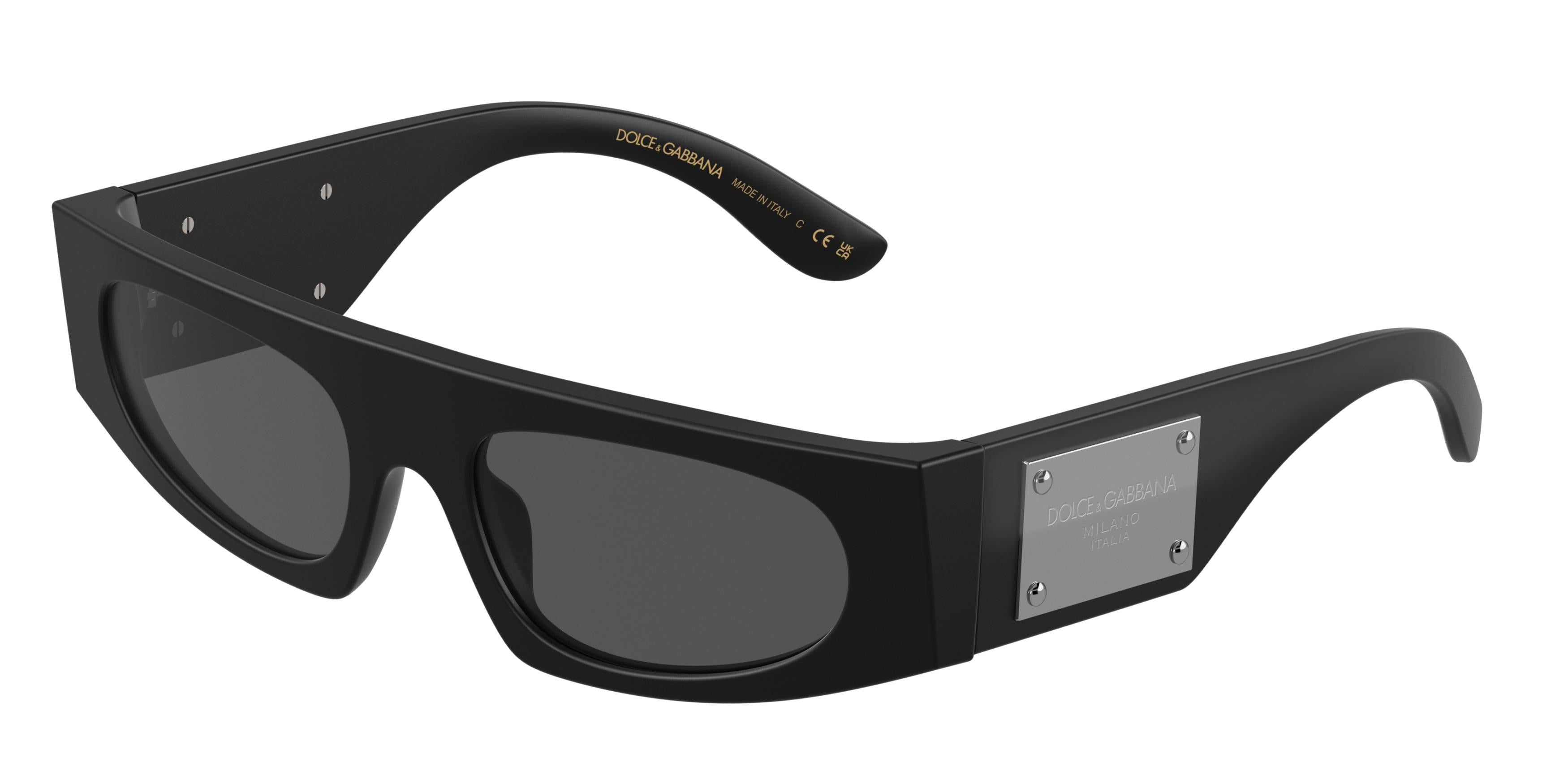 DOLCE & GABBANA DG4411 Rectangle Sunglasses  252587-Matte Black 54-140-19 - Color Map Black