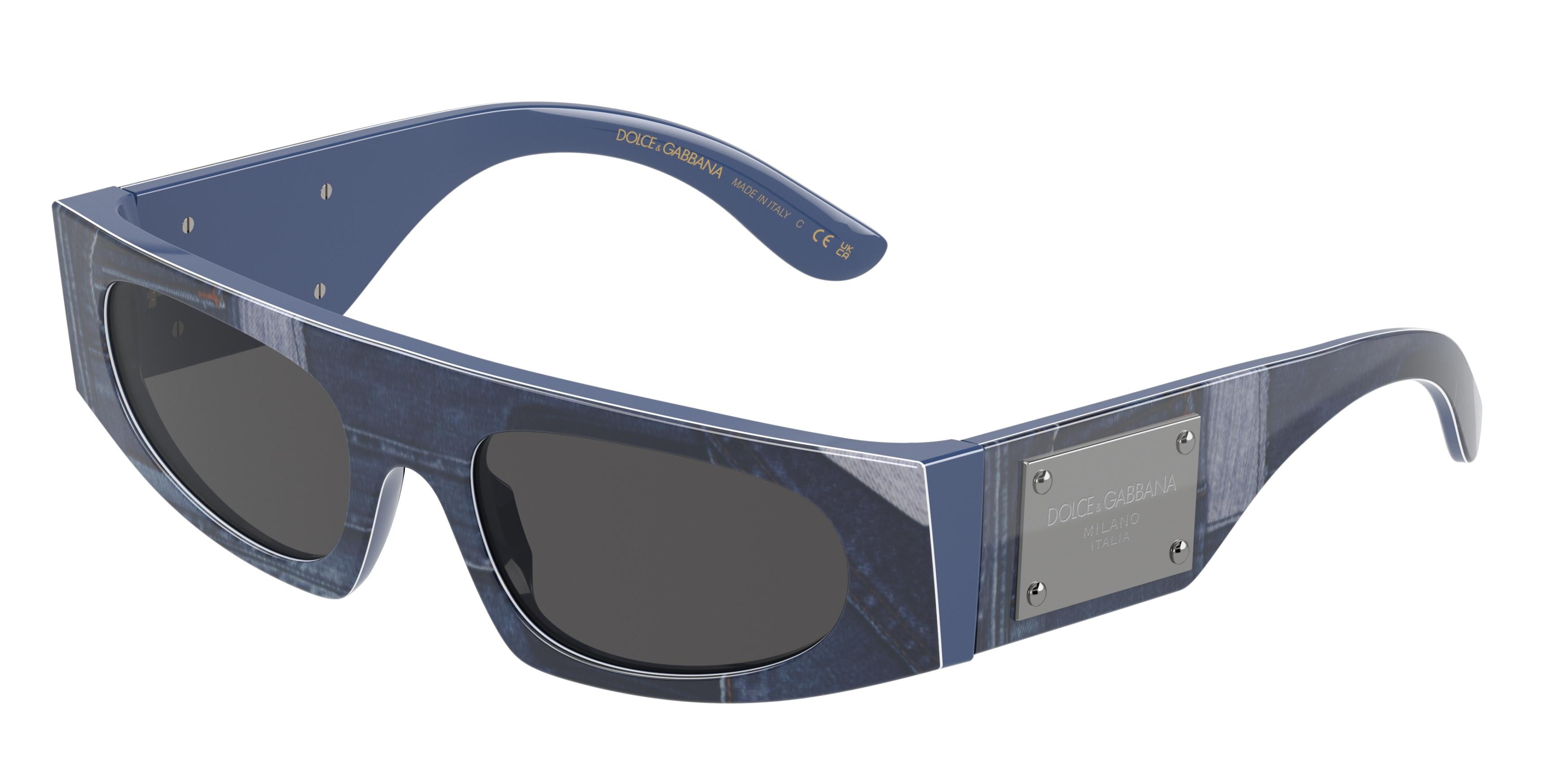 DOLCE & GABBANA DG4411 Rectangle Sunglasses  340287-Denim 54-140-19 - Color Map Blue