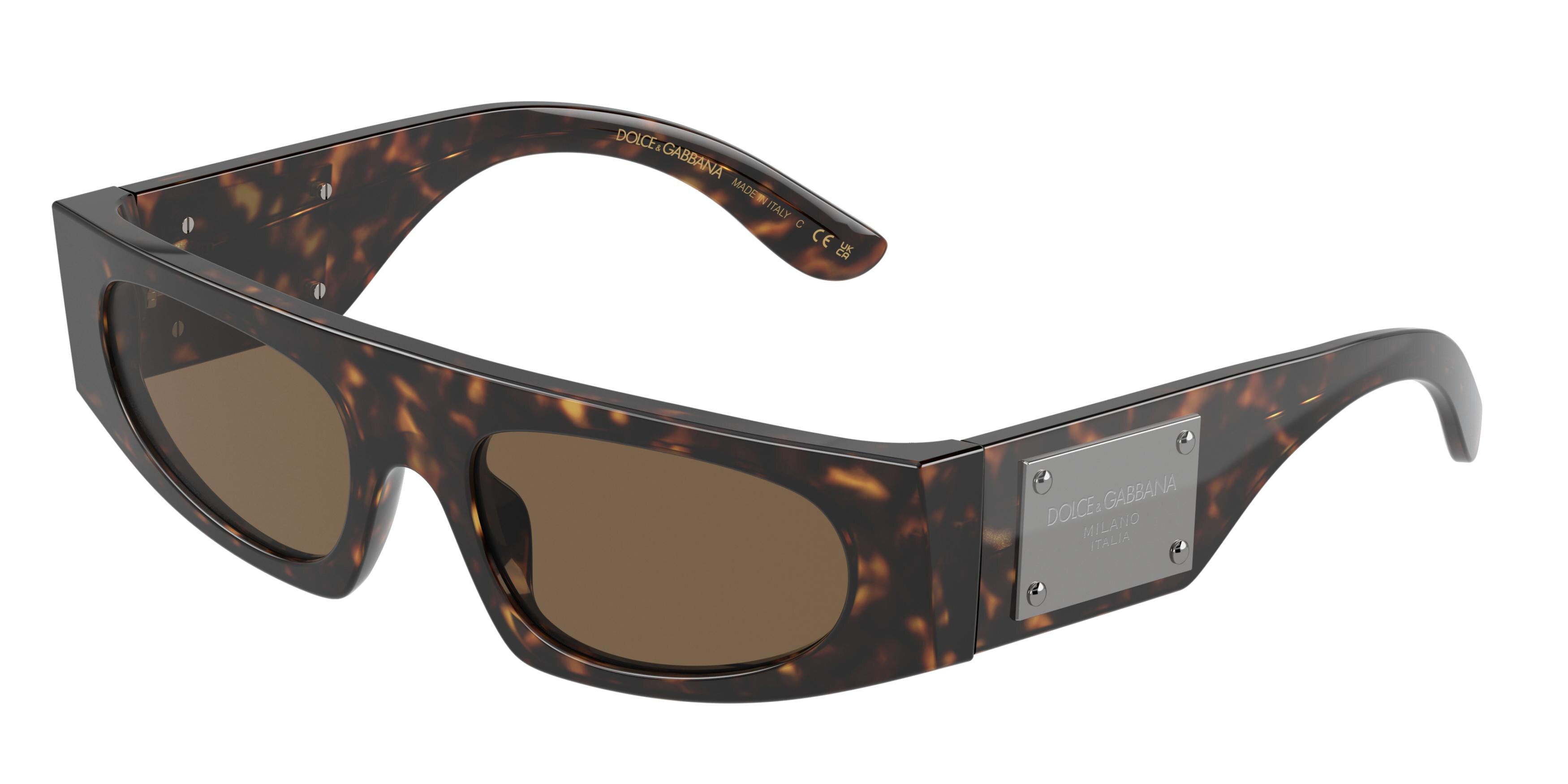 DOLCE & GABBANA DG4411 Rectangle Sunglasses  502/73-Havana 54-140-19 - Color Map Tortoise