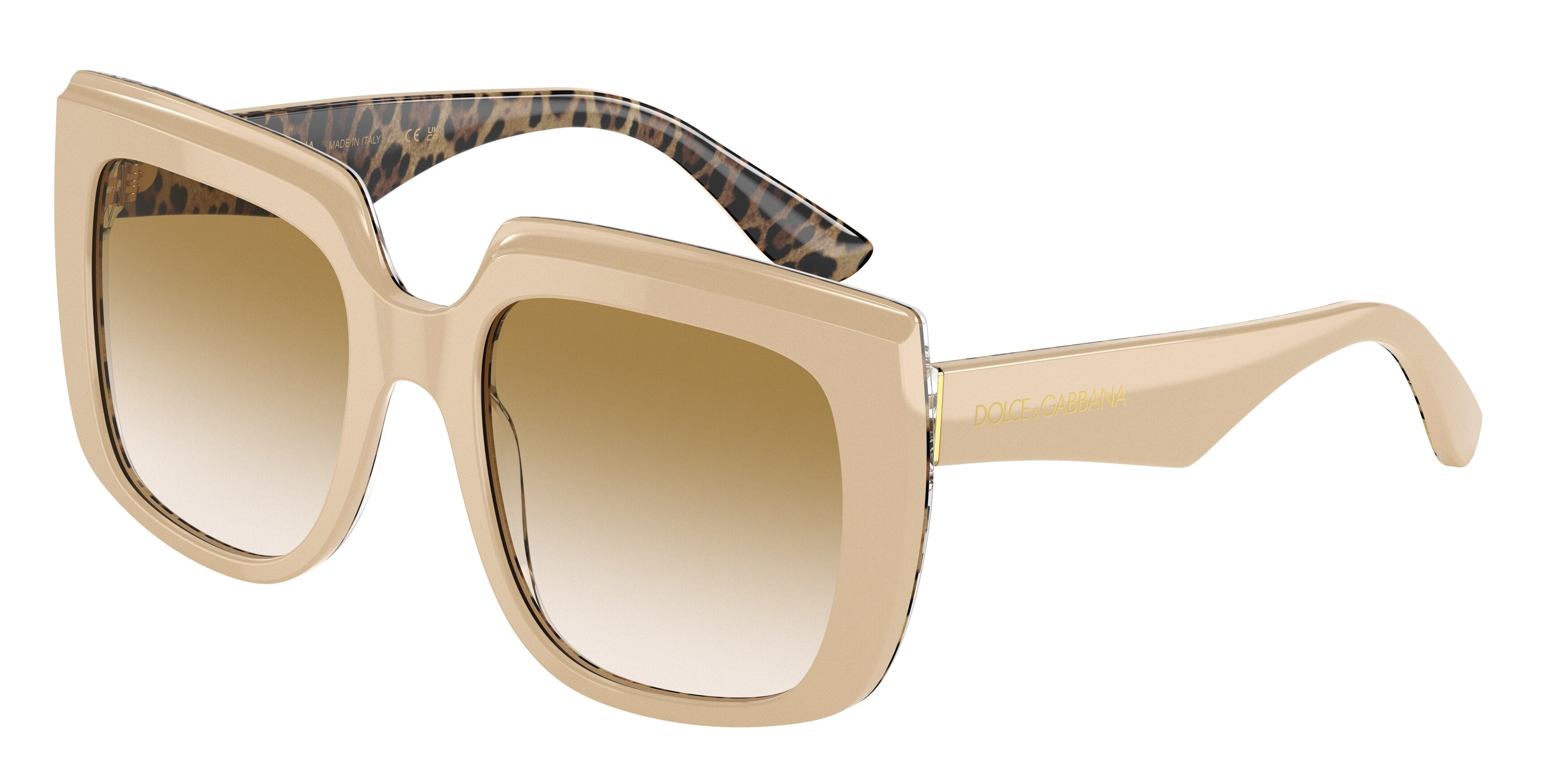 DOLCE & GABBANA DG4414F Square Sunglasses  338113-White Leo 54-145-20 - Color Map Beige