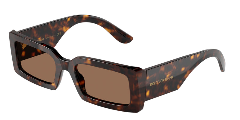 DOLCE & GABBANA DG4416 Rectangle Sunglasses  193573-Havana 53-140-20 - Color Map Tortoise