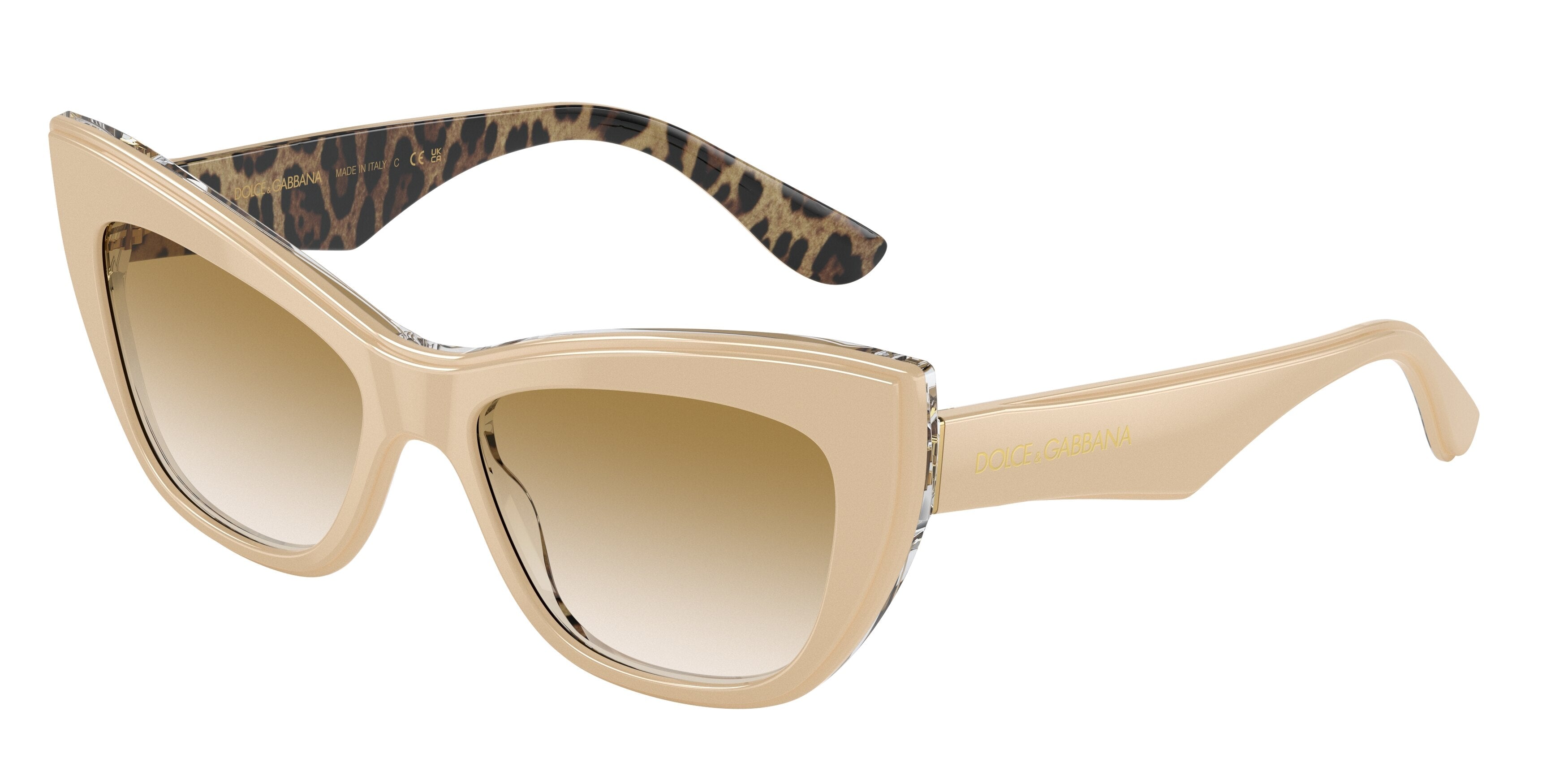DOLCE & GABBANA DG4417 Cat Eye Sunglasses  338113-White Leo 54-145-17 - Color Map Beige