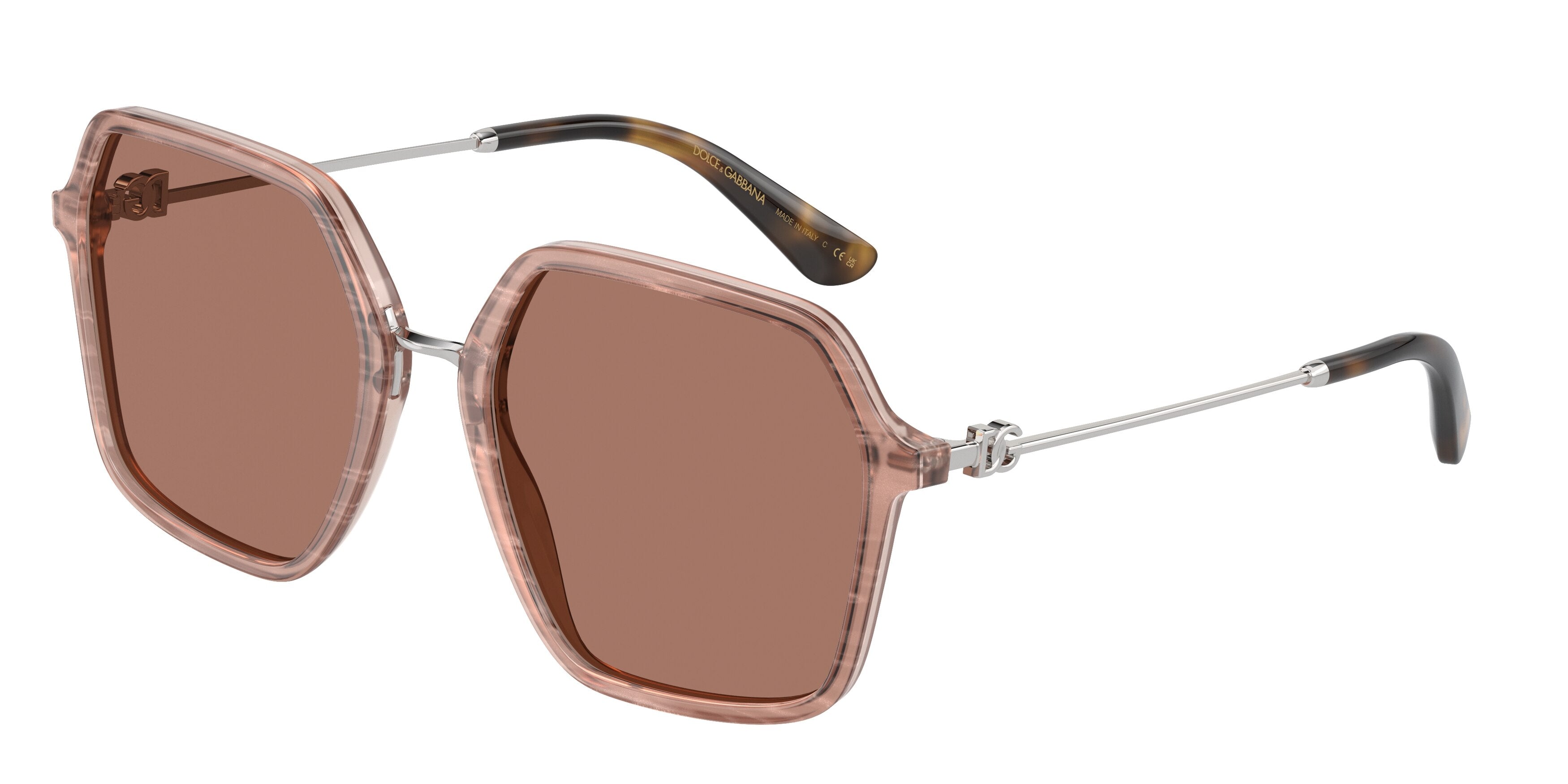 DOLCE & GABBANA DG4422 Square Sunglasses  3411/3-Fleur Caramel 56-145-20 - Color Map Brown